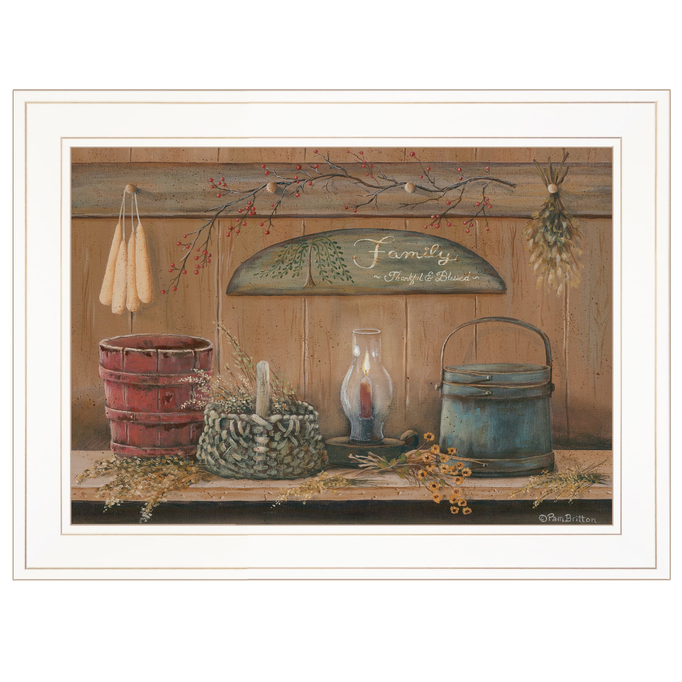 "Treasures on the Shelf I" By Pam Britton, Ready to Hang Framed Print, White Frame--1