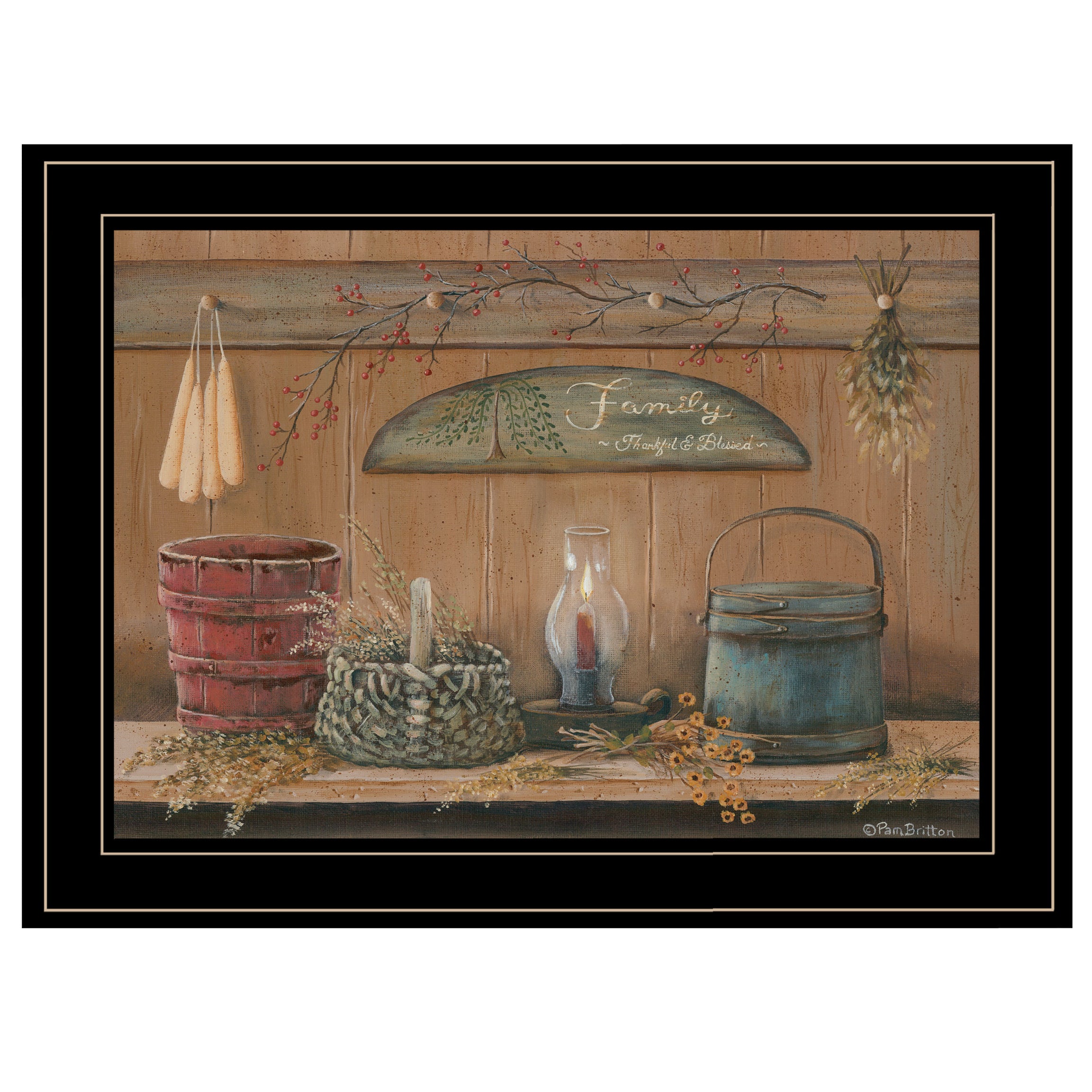 "Treasures on the Shelf I" By Pam Britton, Ready to Hang Framed Print, Black Frame--1