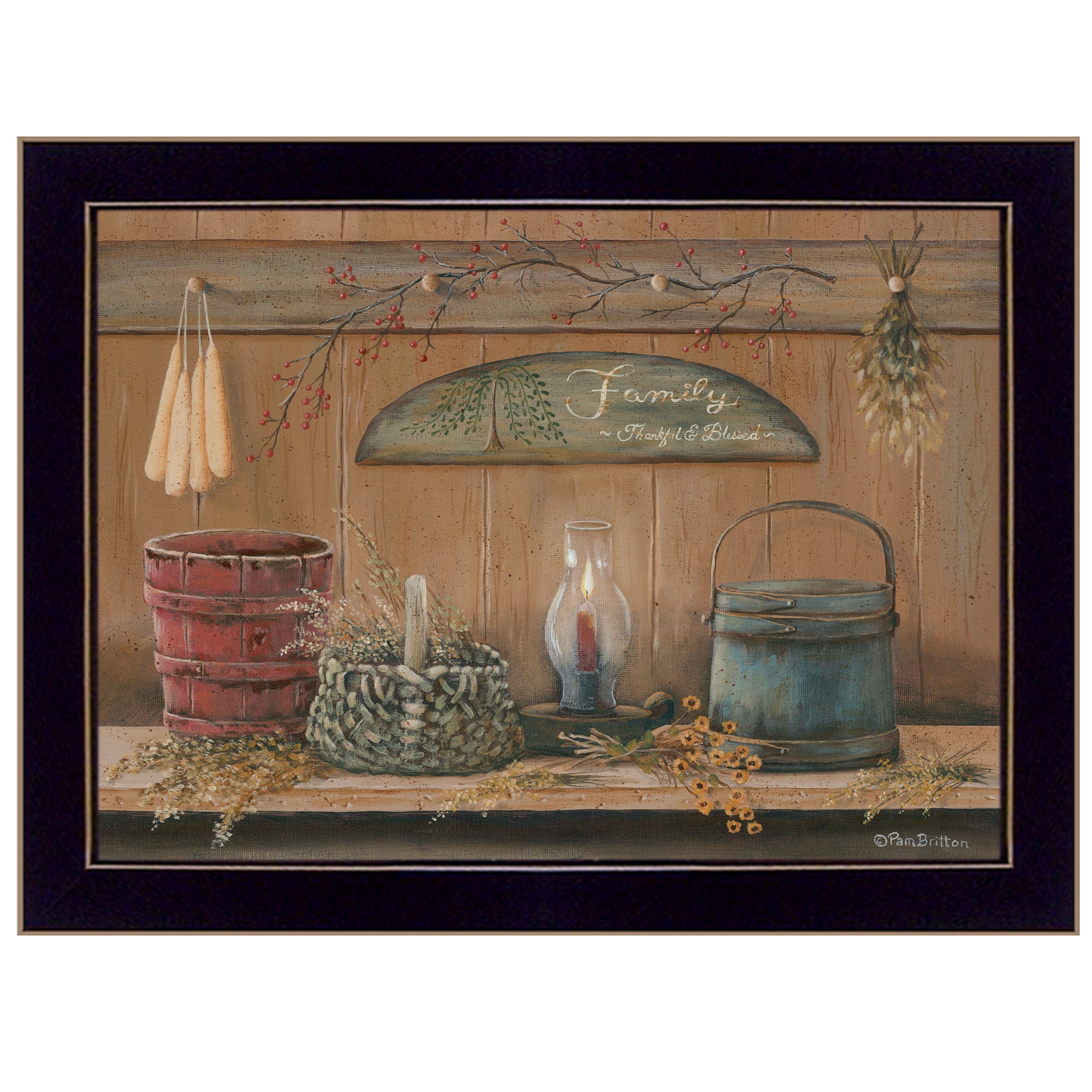 "Treasures on the Shelf I" By Pam Britton, Ready to Hang Framed Print, Black Frame--1