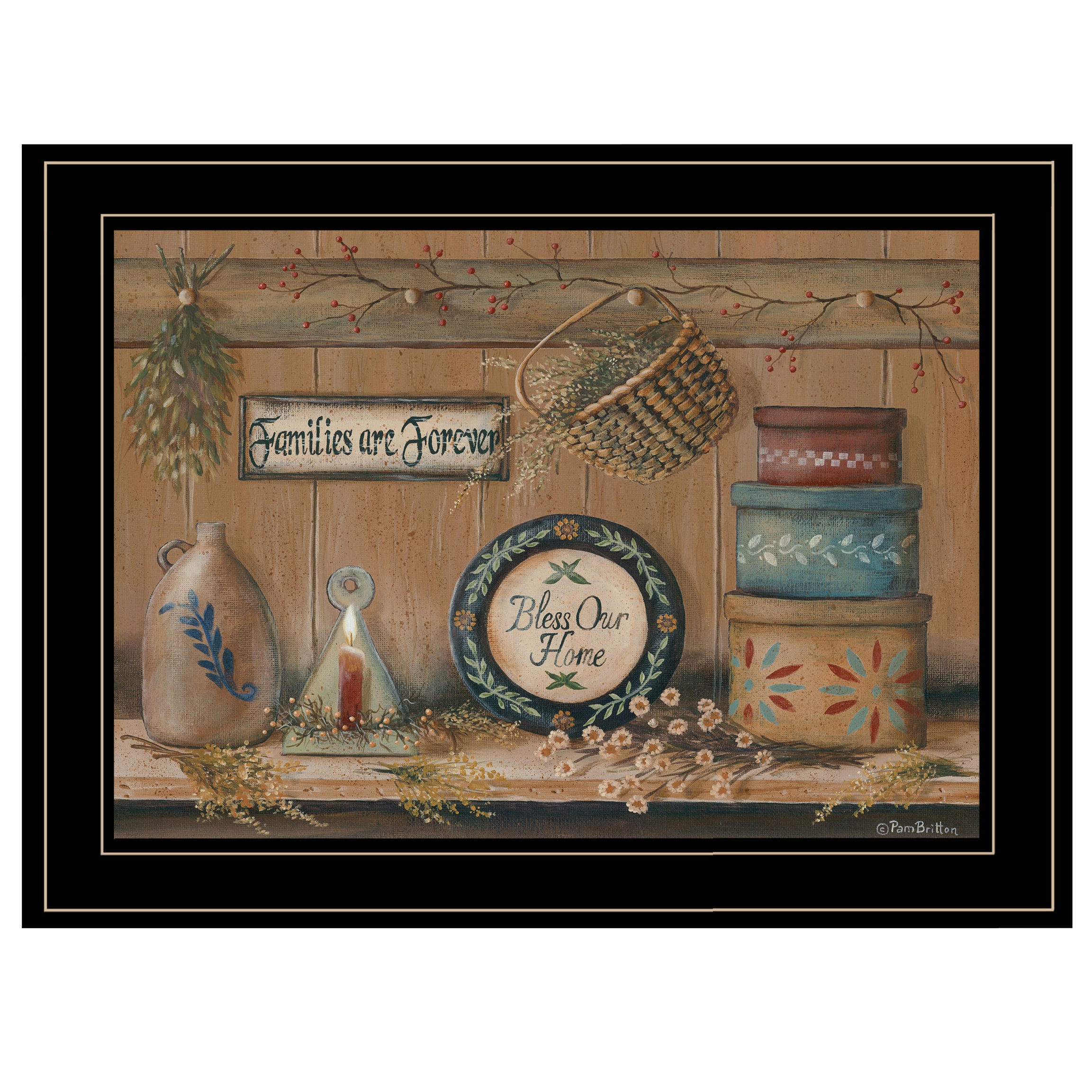 "Treasures on the Shelf II" By Pam Britton, Ready to Hang Framed Print, Black Frame--1