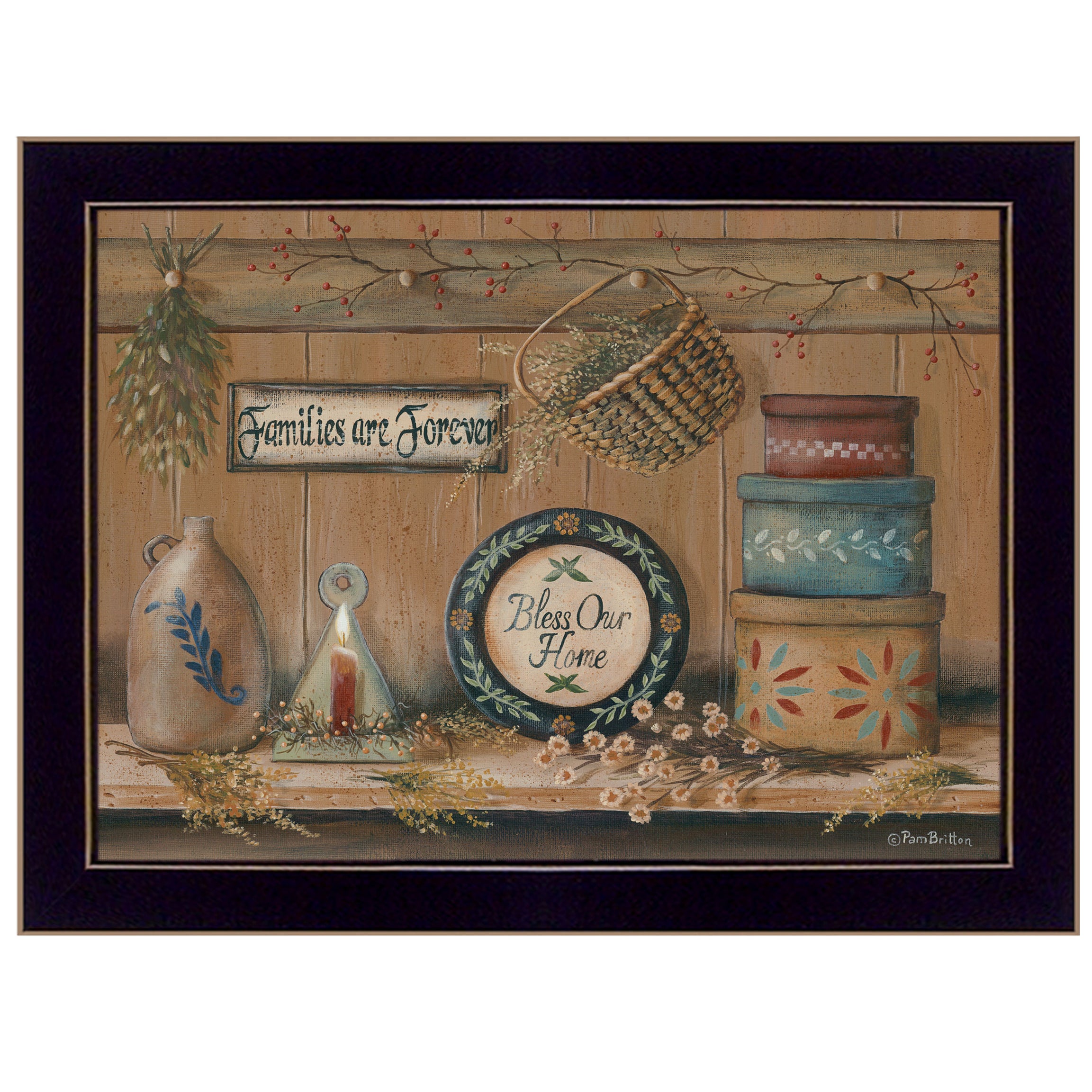 "Treasures on the Shelf II" By Pam Britton, Ready to Hang Framed Print, Black Frame--1