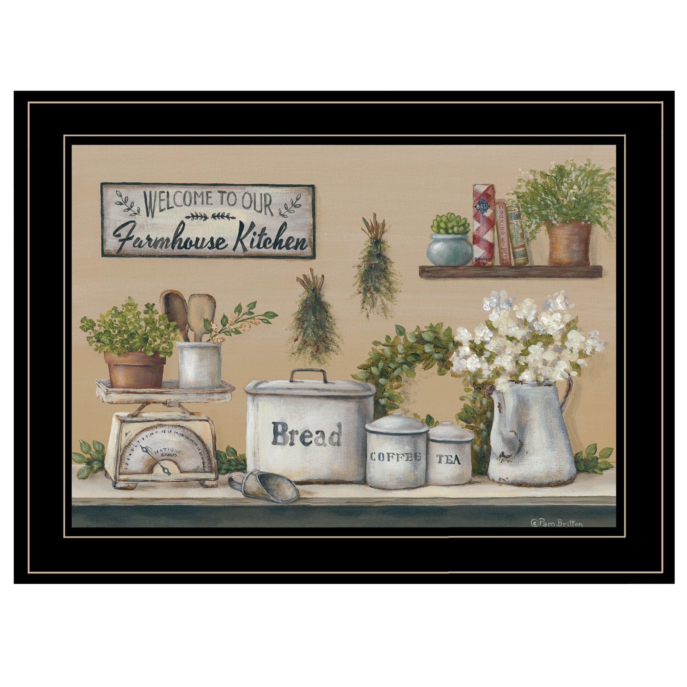 "Garden Farmhouse Kitchen" By Pam Britton, Ready to Hang Framed Print, Black Frame--1