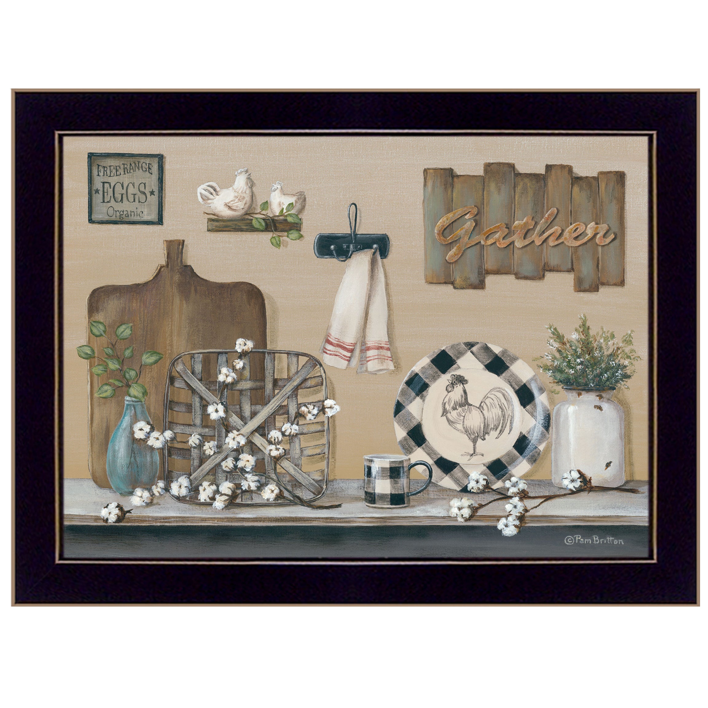 "Farmhouse Kitchen" By Pam Britton, Ready to Hang Framed Print, Black Frame--1