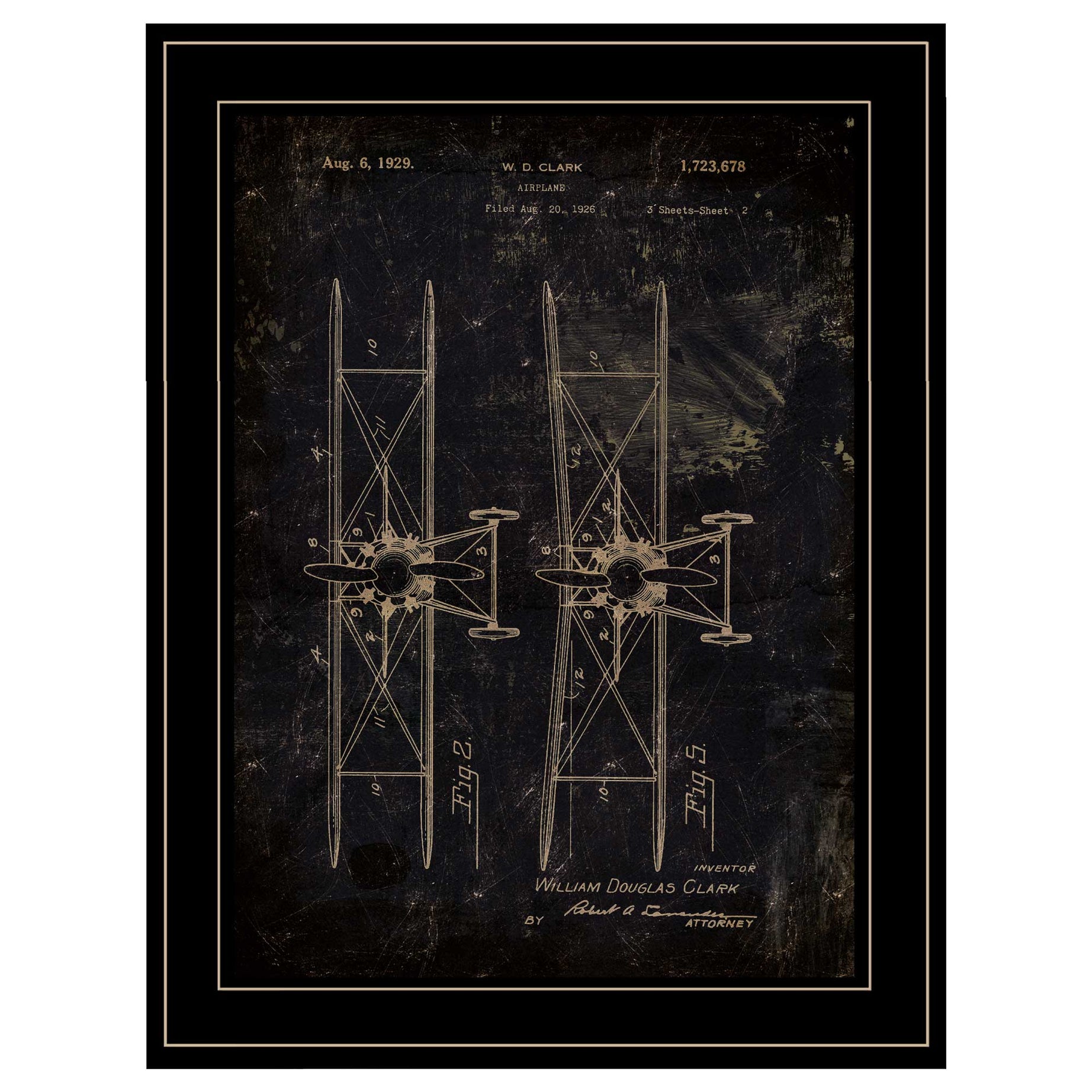 "Airplane Patent I" by Cloverfield & Co, Ready to Hang Framed Print, Black Frame--1