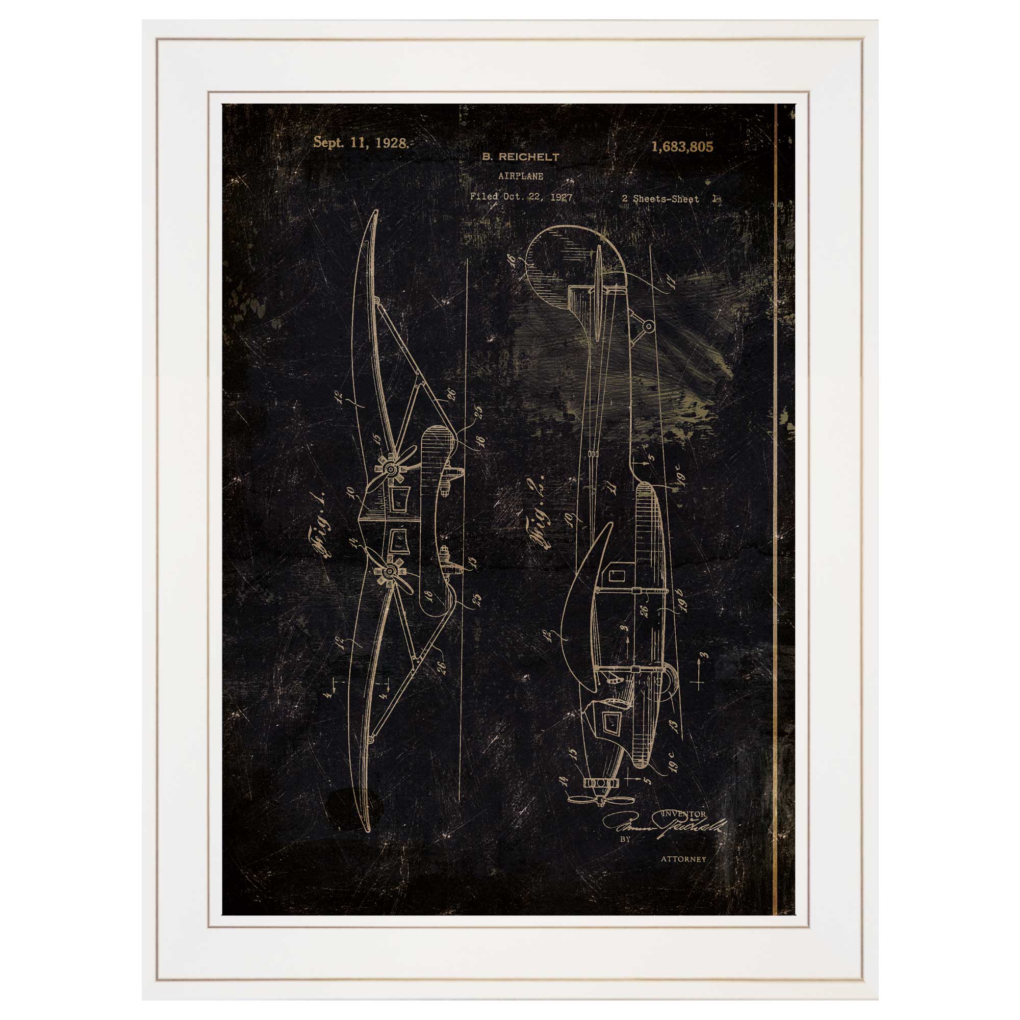 "Airplane Patent II" by Cloverfield & Co, Ready to Hang Framed Print, White Frame--1