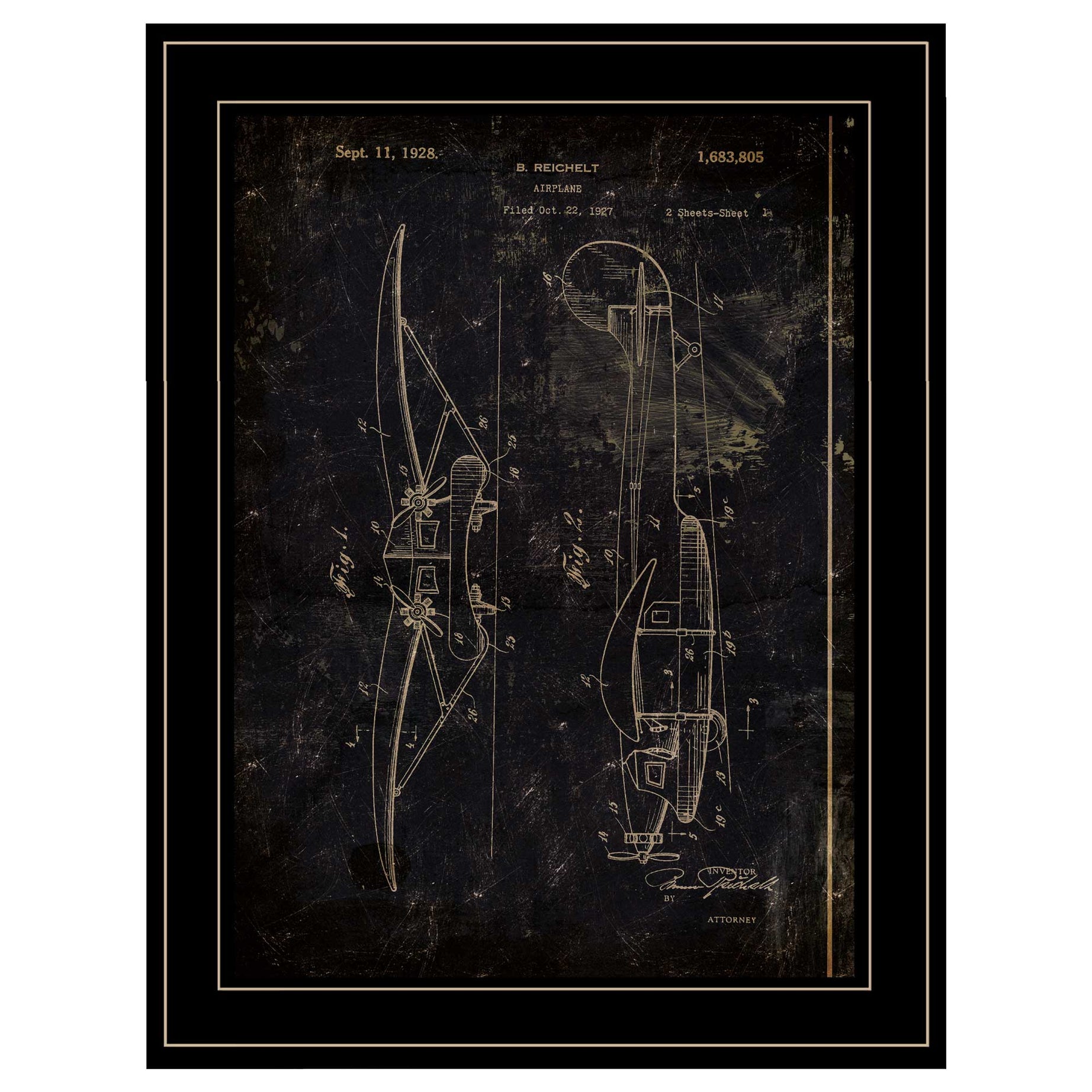 "Airplane Patent II" by Cloverfield & Co, Ready to Hang Framed Print, Black Frame--1