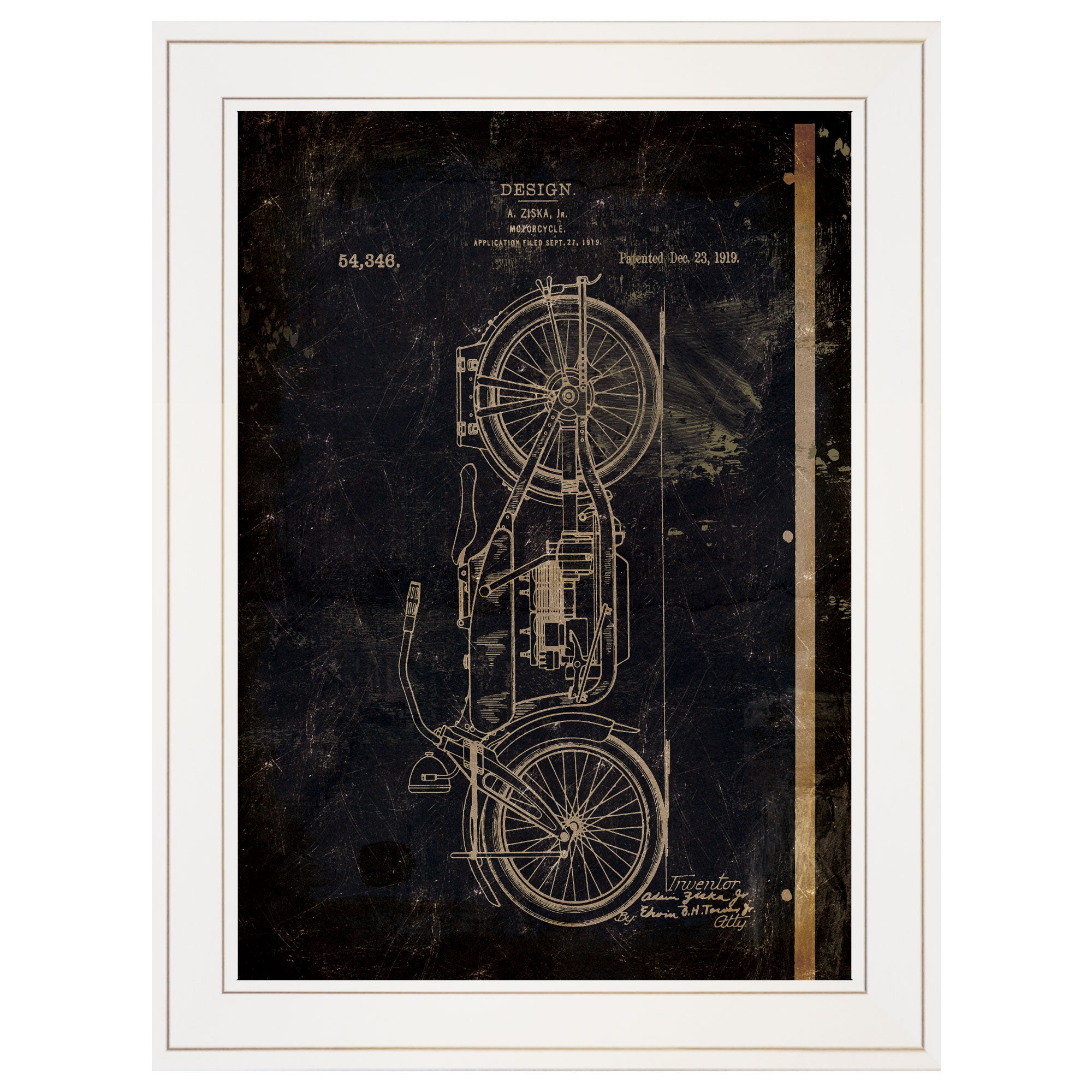 "Motor Bike Patent I" by Cloverfield & Co, Ready to Hang Framed Print, White Frame--1