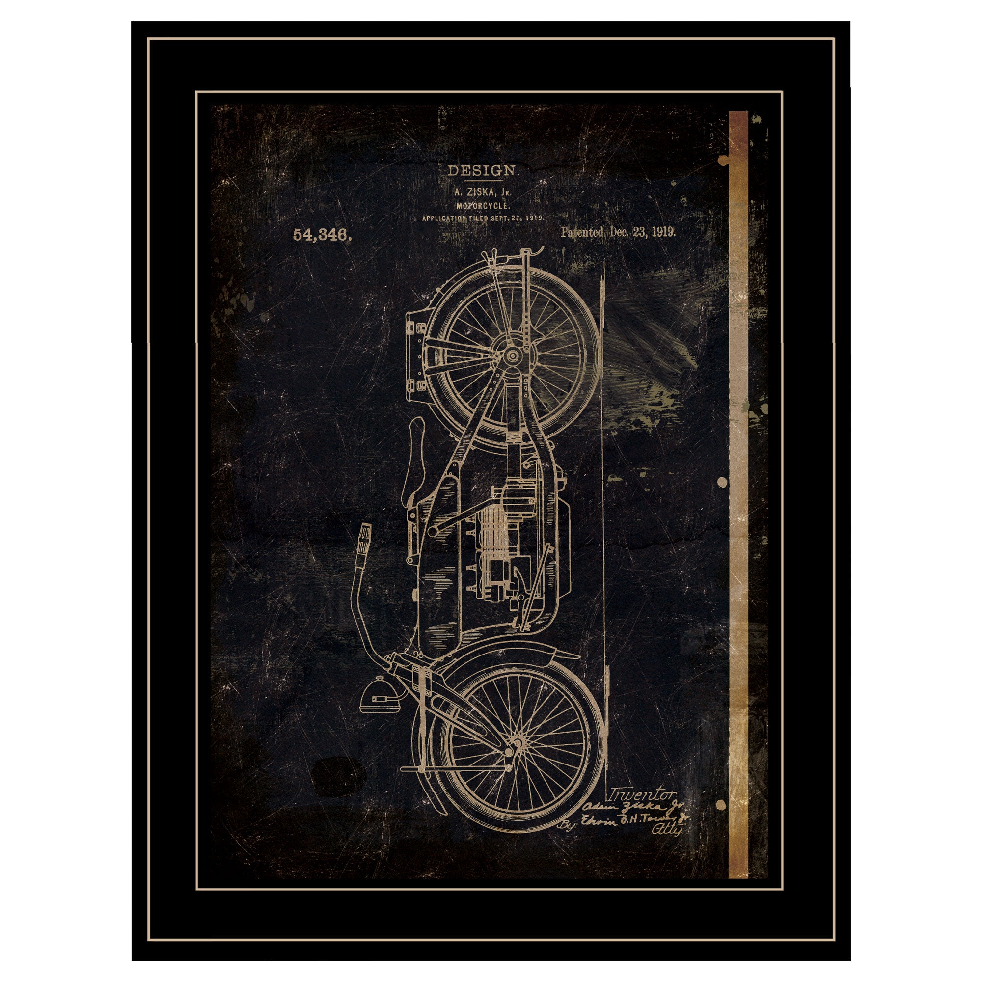 "Motor Bike Patent I" by Cloverfield & Co, Ready to Hang Framed Print, Black Frame--1