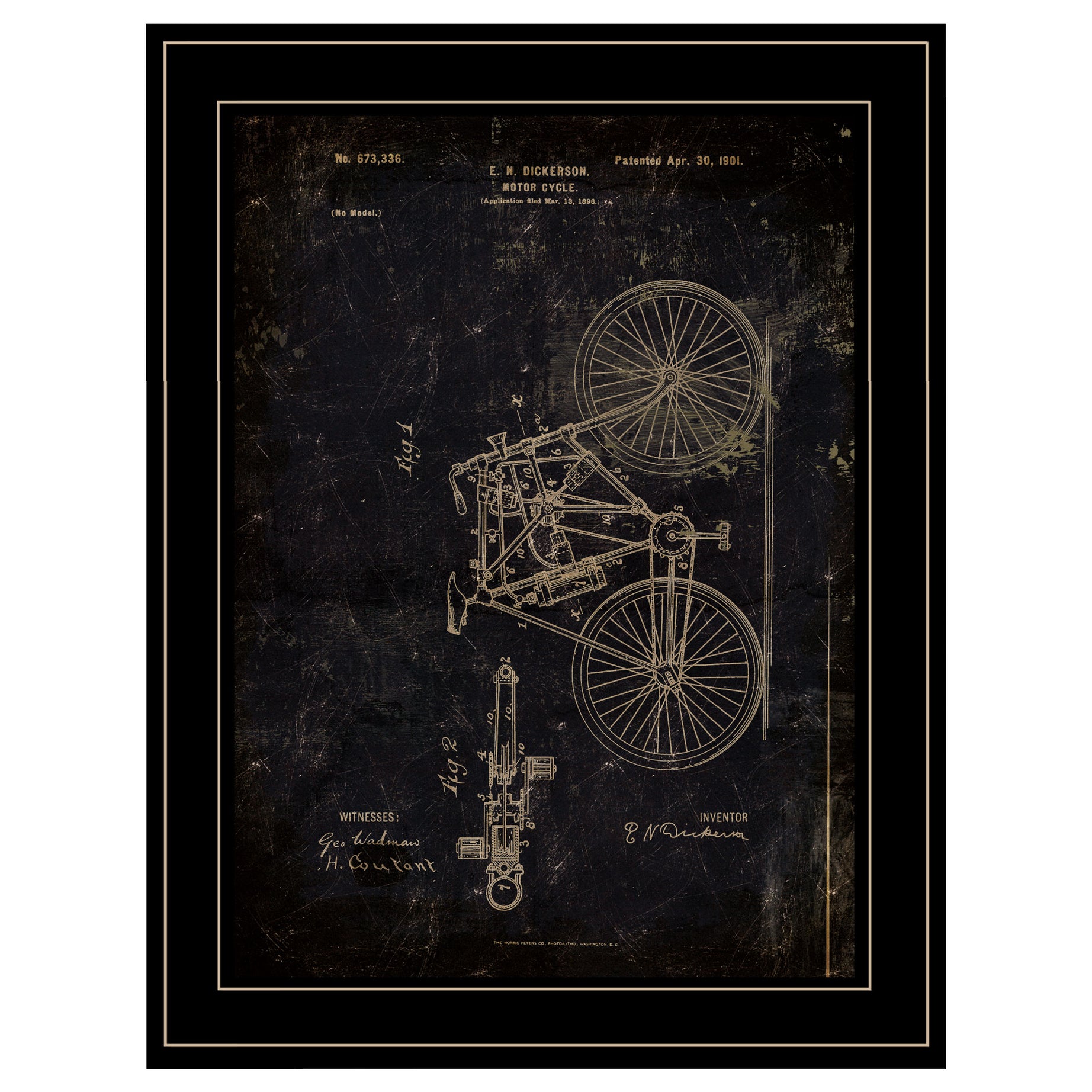 "Motor Bike Patent" by Cloverfield & Co, Ready to Hang Framed Print, Black Frame--1