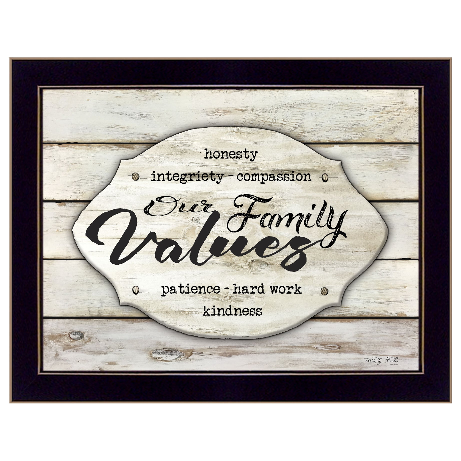 "Our Family Values" by Cindy Jacobs, Ready to Hang Framed Print, Black Frame--1