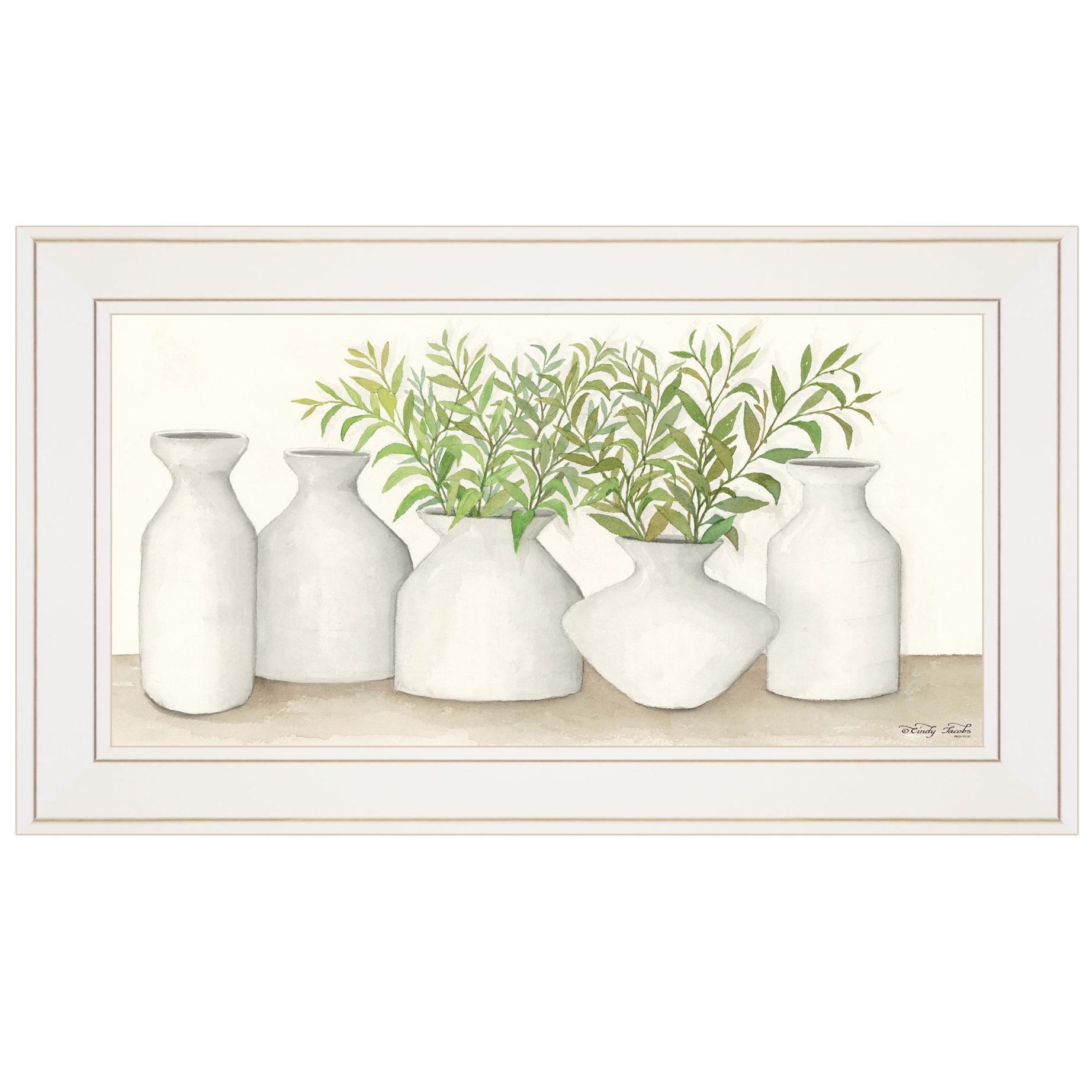 "Simplicity in White II" by Cindy Jacobs, Ready to Hang Framed Print, White Frame--1