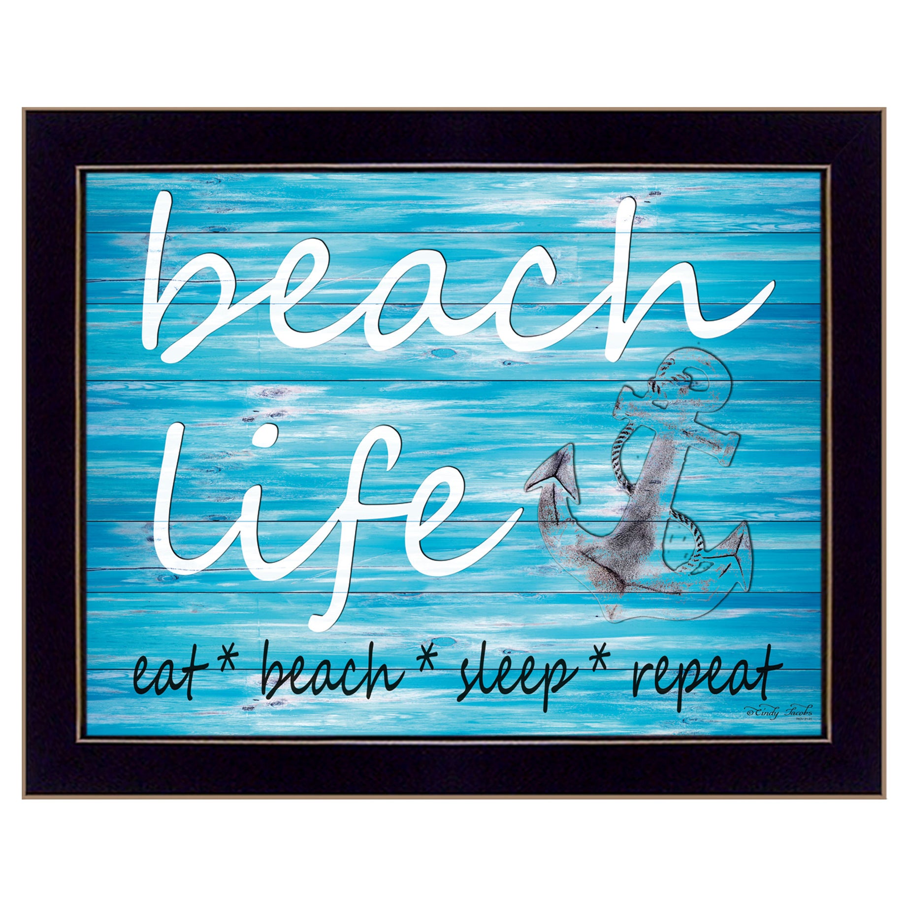 "Beach Life" By Cindy Jacobs, Printed Wall Art, Ready To Hang Framed Poster, Black Frame--1