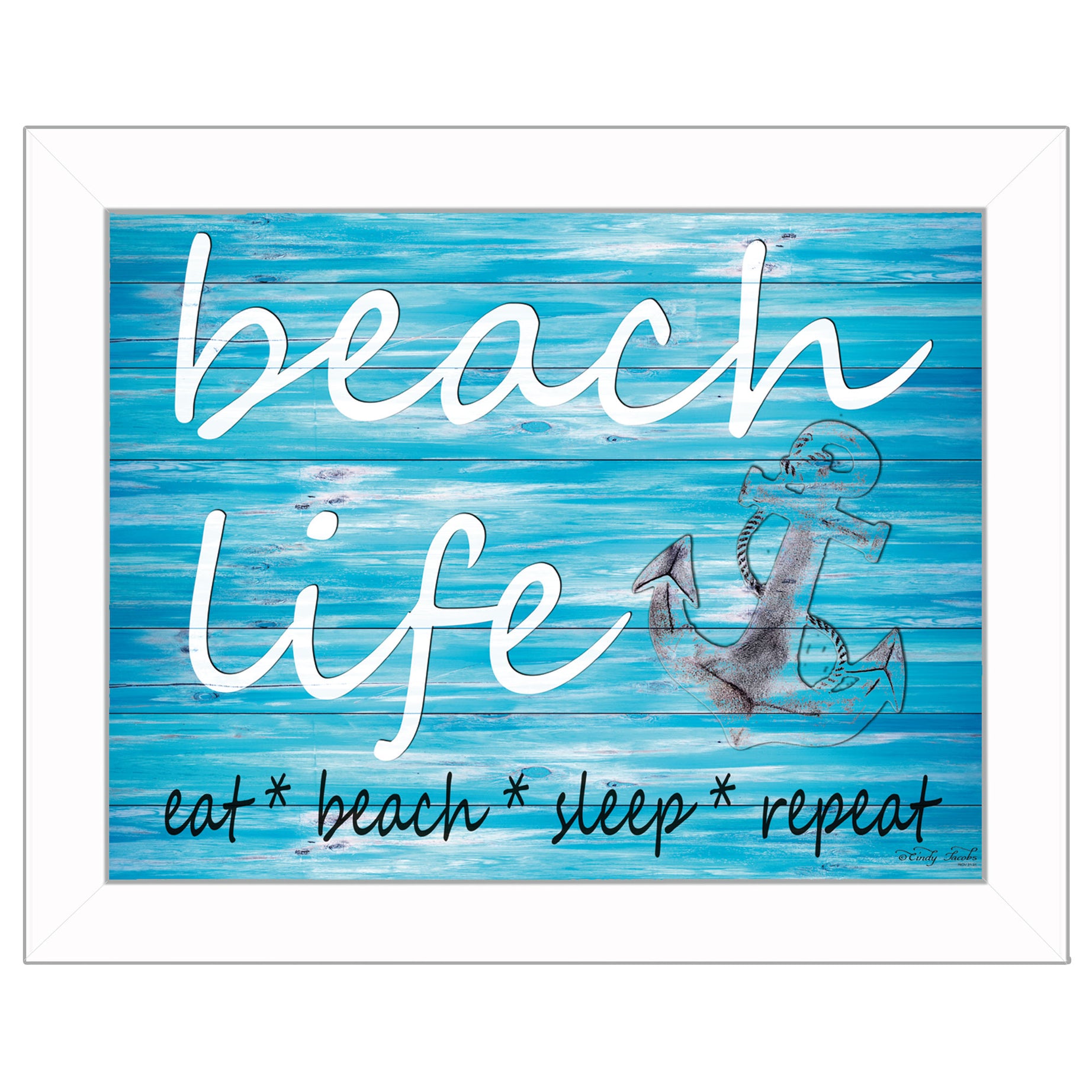 "Beach Life" By Cindy Jacobs, Printed Wall Art, Ready To Hang Framed Poster, White Frame--1