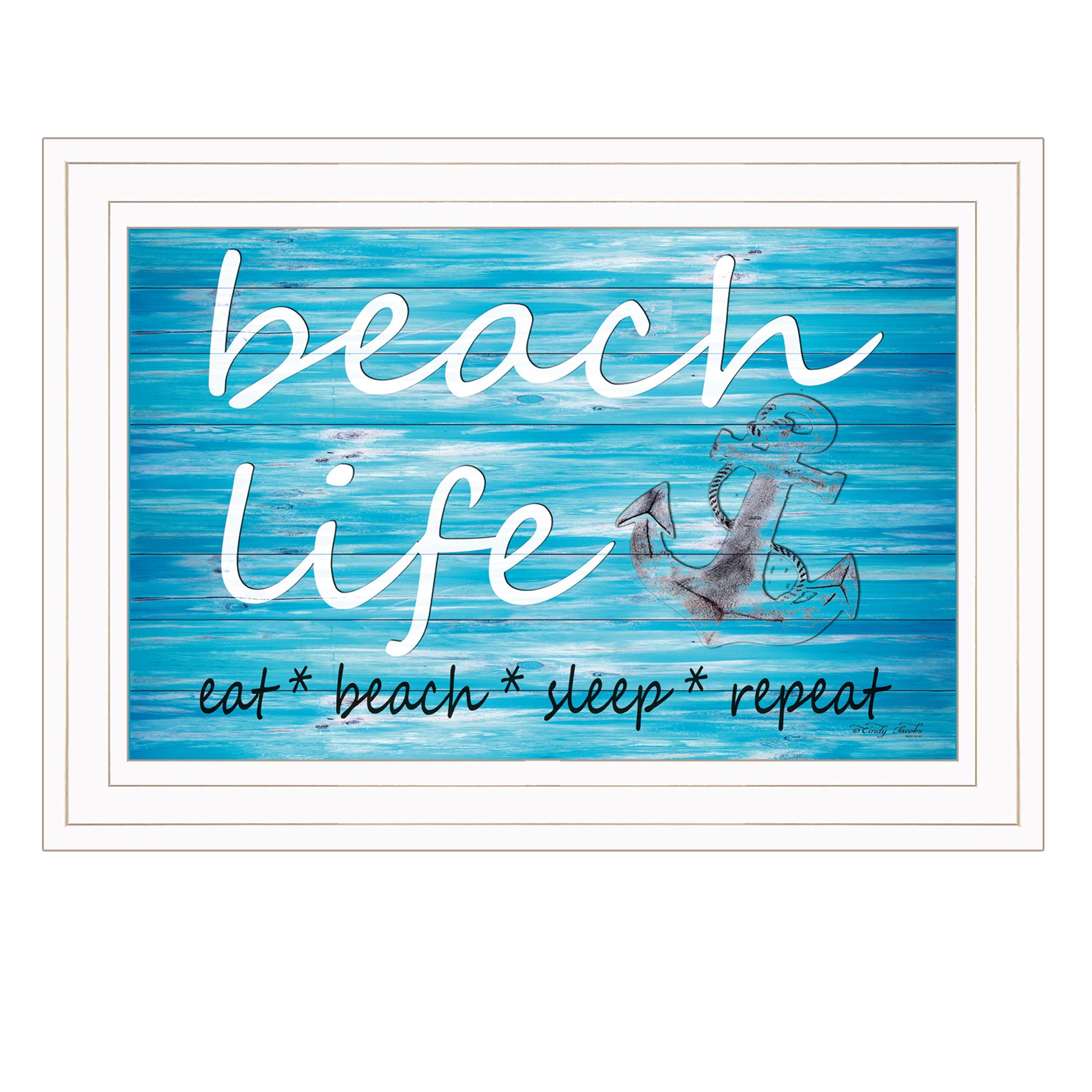 "Beach Life" by Artisan Cindy Jacobs, Ready to Hang Framed Print, White Frame--1