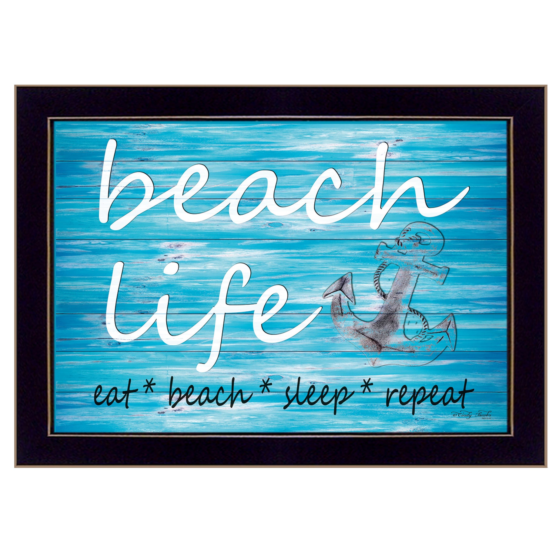 "Beach Life" By Cindy Jacobs, Printed Wall Art, Ready To Hang Framed Poster, Black Frame--1