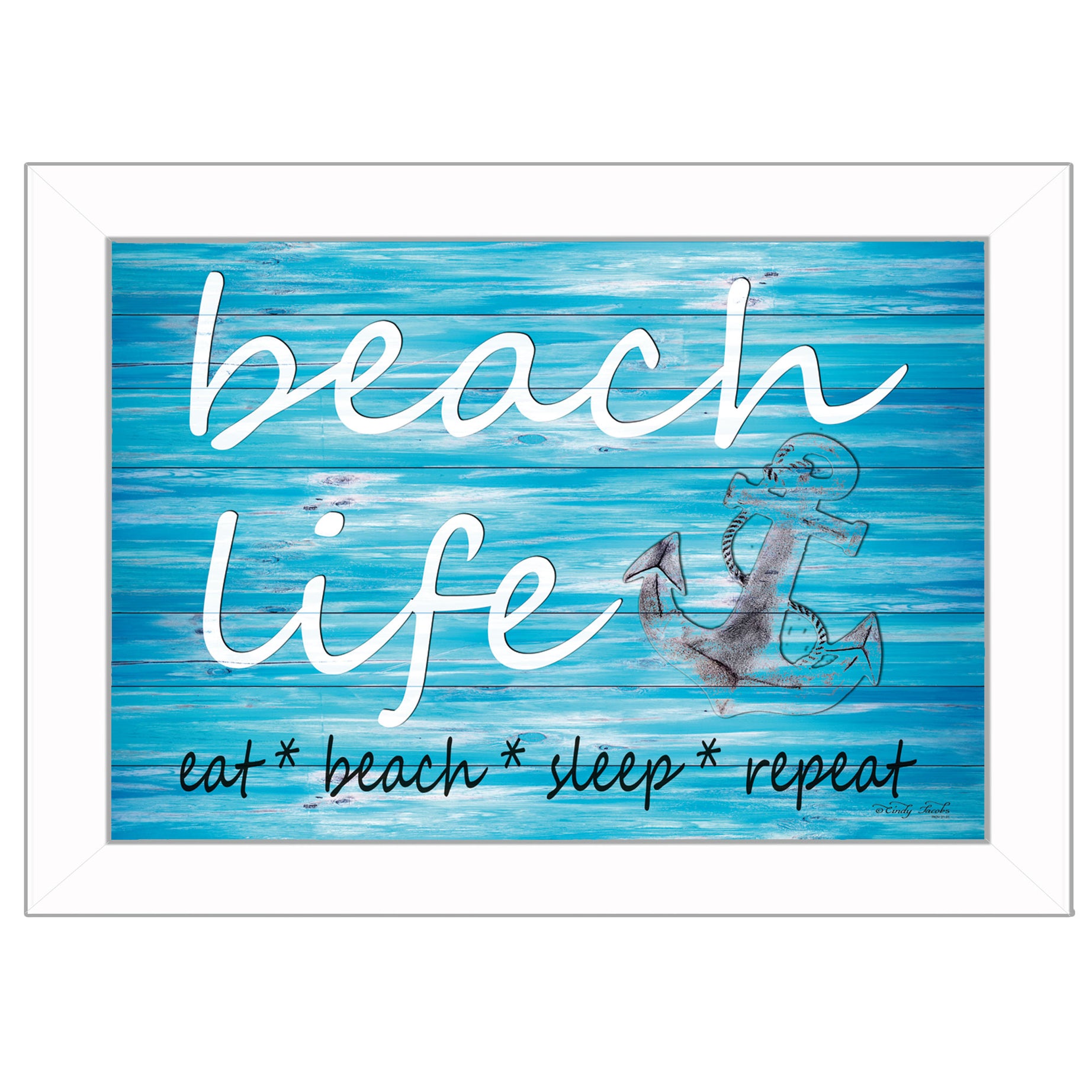 "Beach Life" By Cindy Jacobs, Printed Wall Art, Ready To Hang Framed Poster, White Frame--1