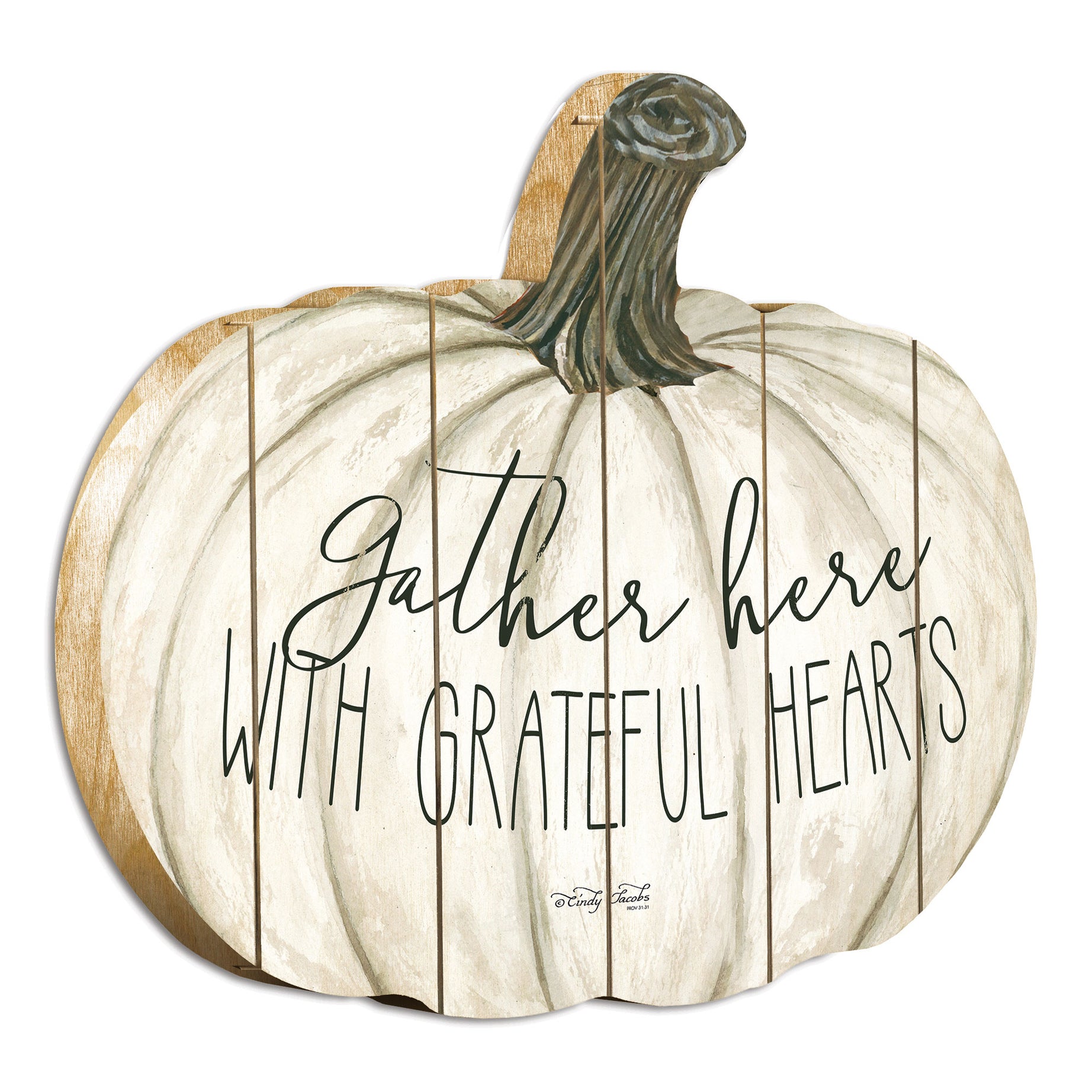 "Harvest" By Artisan Cindy Jacobs Printed on Wooden Pumpkin Wall Art--1