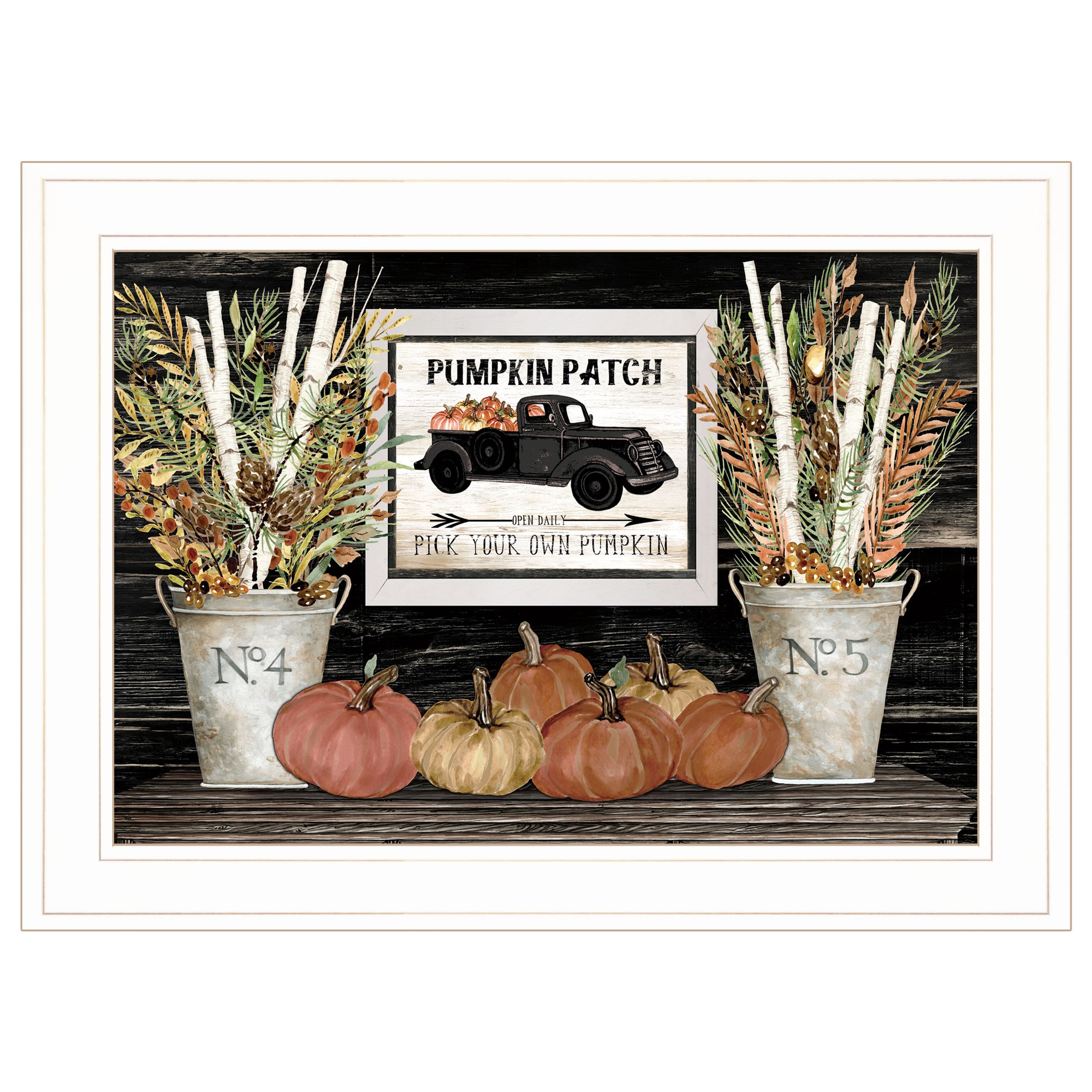 "Pumpkin Patch Still Life" By Cindy Jacobs, Ready to Hang Framed Print, White Frame--1