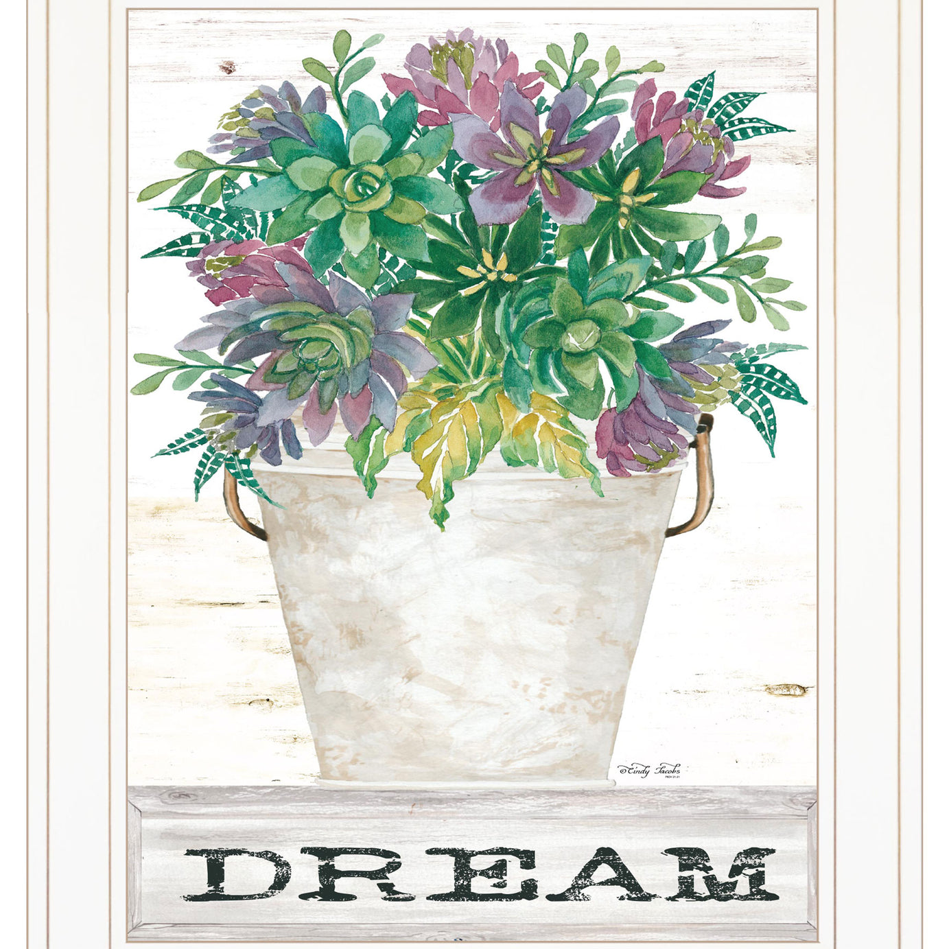 "Dream Succulents" by Cindy Jacobs, Ready to Hang Framed Print, White Frame--1