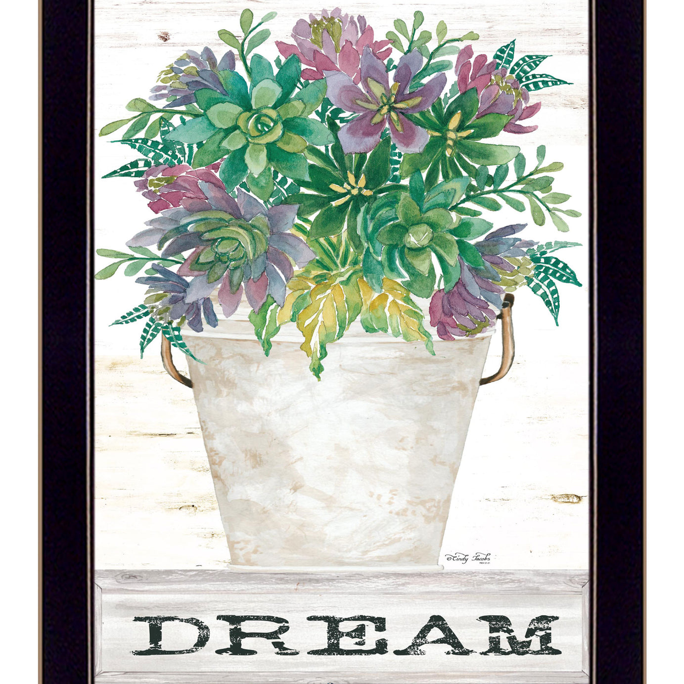 "Dream Succulents" by Cindy Jacobs, Ready to Hang Framed Print, Black Frame--1