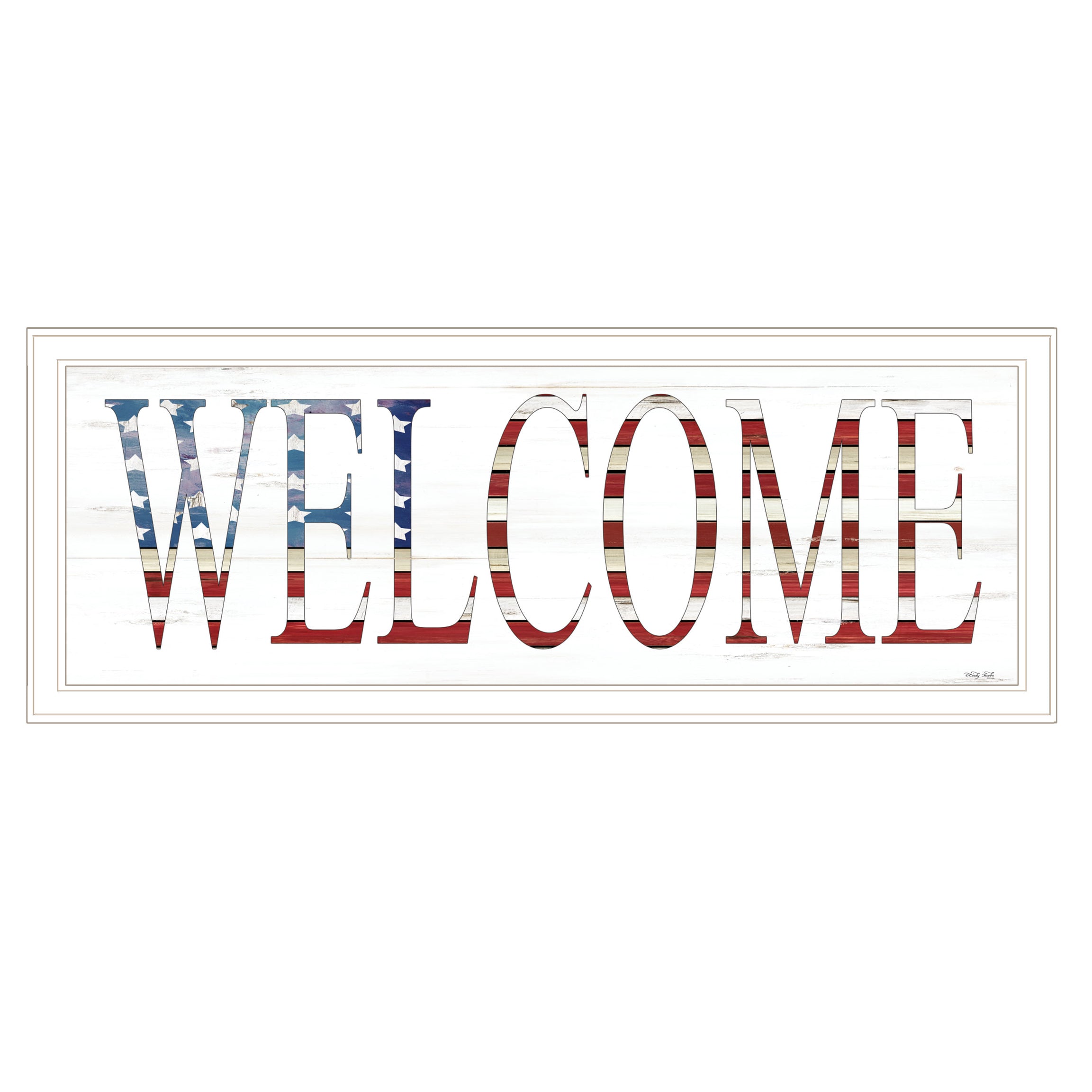 "Patriotic Welcome" by Cindy Jacobs, Ready to Hang Framed Print, White Frame--1