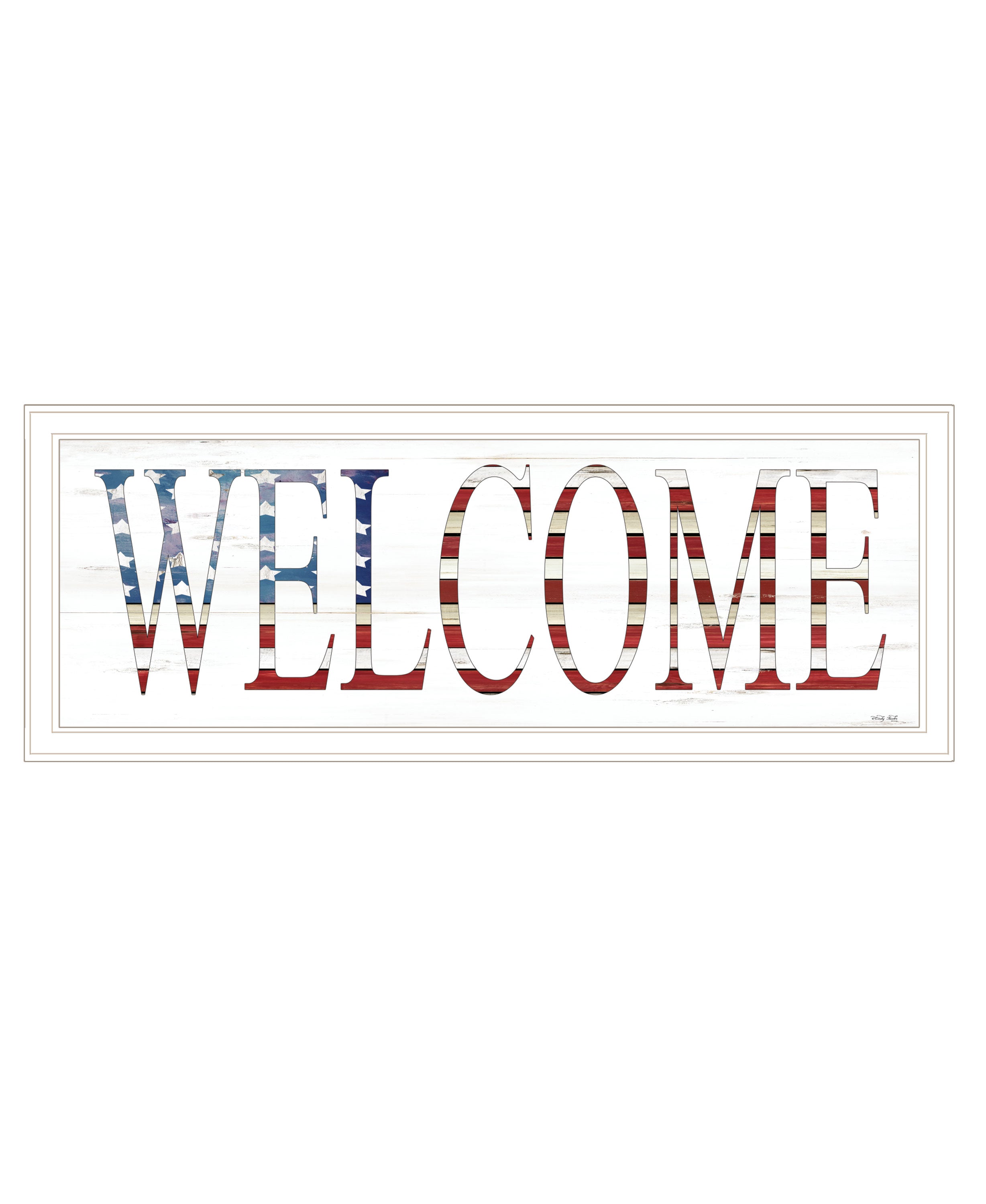 "Patriotic Welcome" by Cindy Jacobs, Ready to Hang Framed Print, White Frame--1