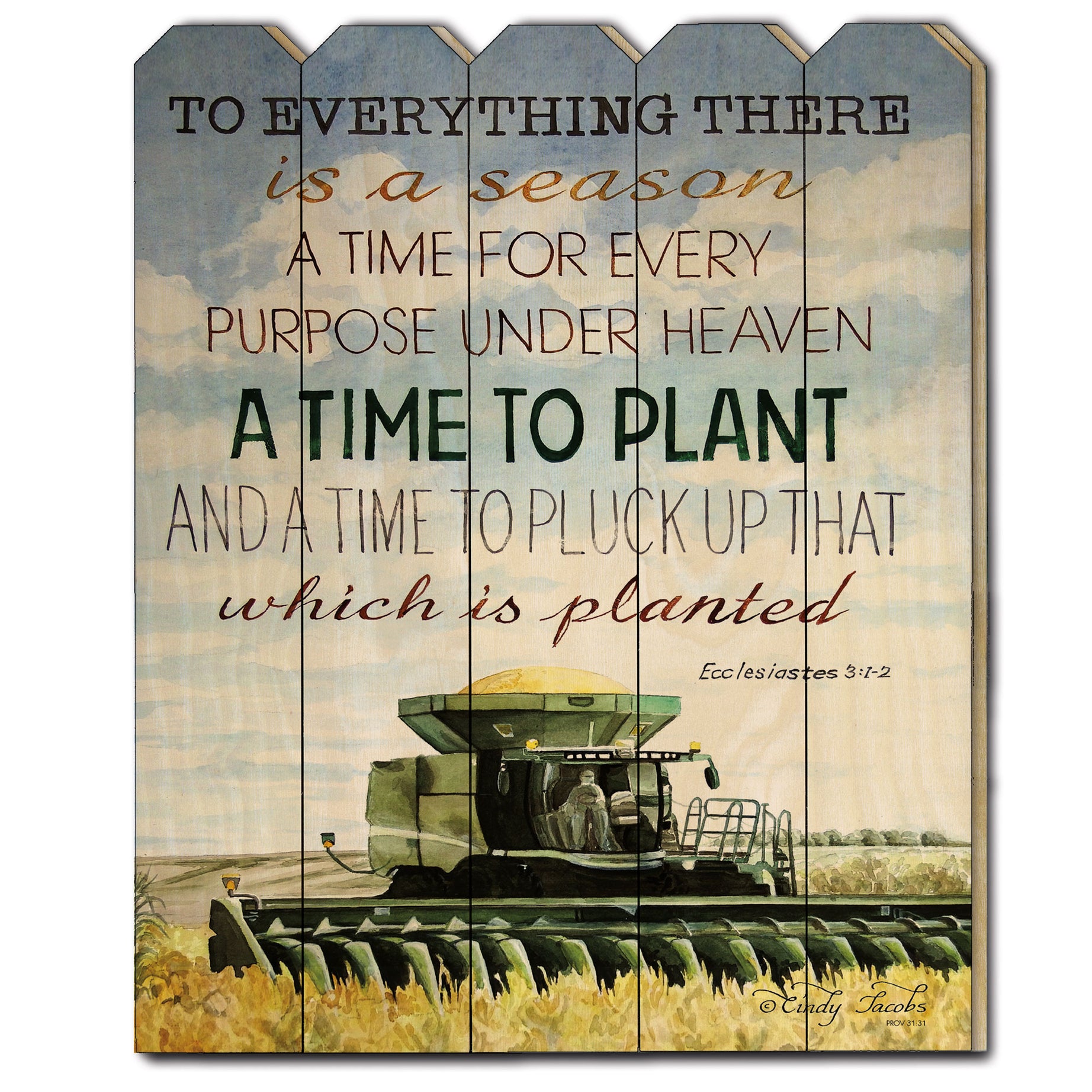 "Time to Plant" by Cindy Jacobs, Printed Wall Art on a Wood Picket Fence--1