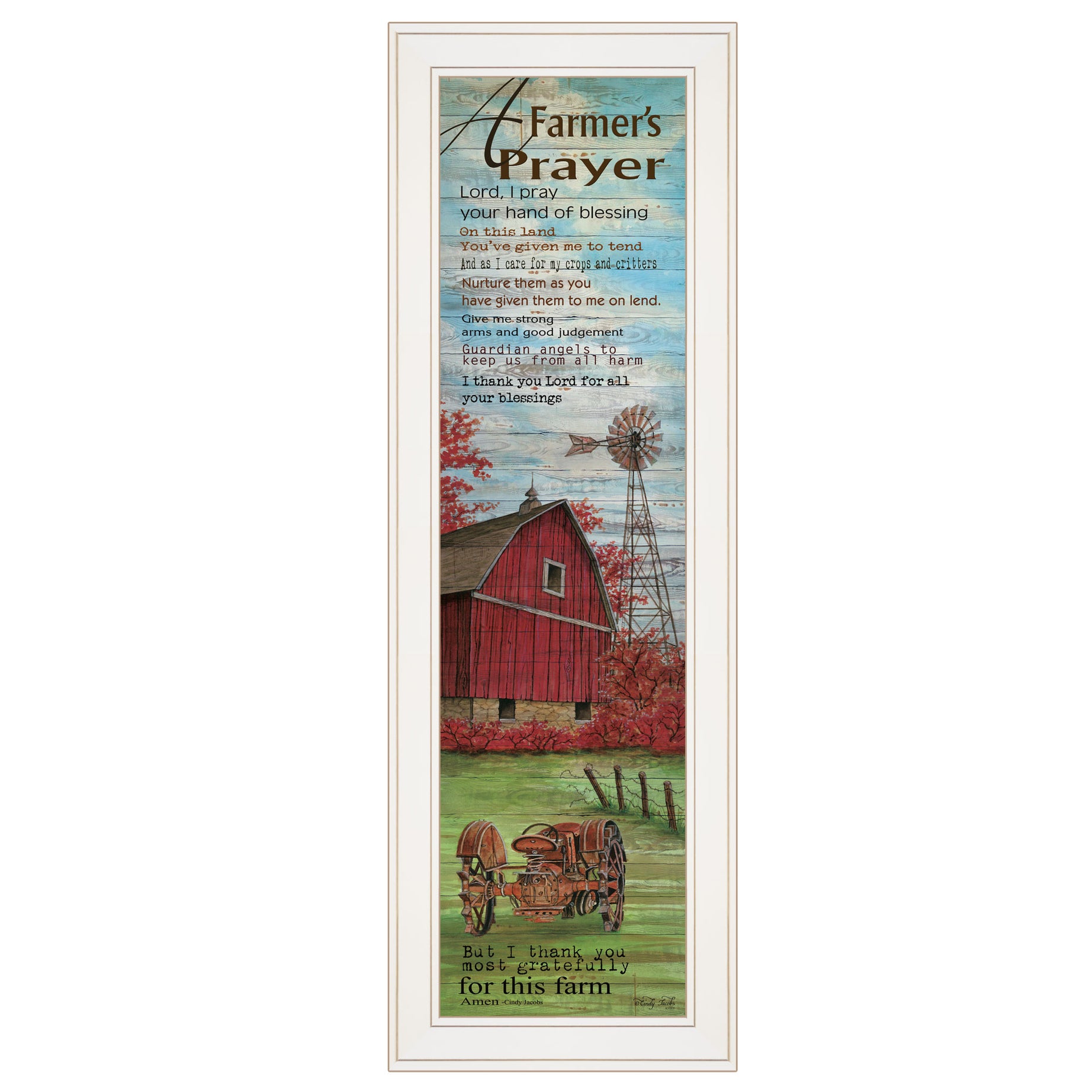 "Farmers Prayer" by Cindy Jacobs, Ready to Hang Framed Print, White Frame--1