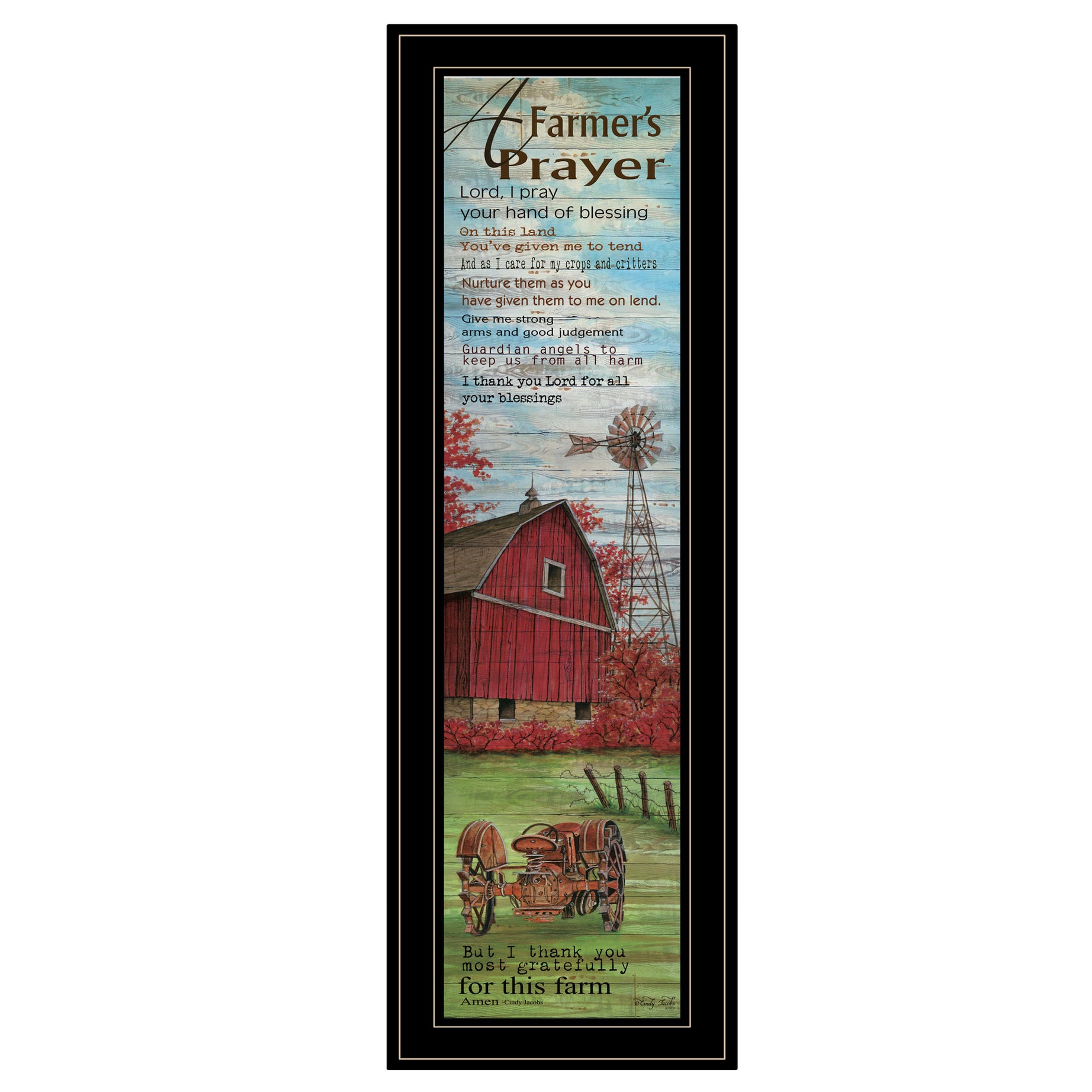 "Farmers Prayer" by Cindy Jacobs, Ready to Hang Framed Print, Black Frame--1