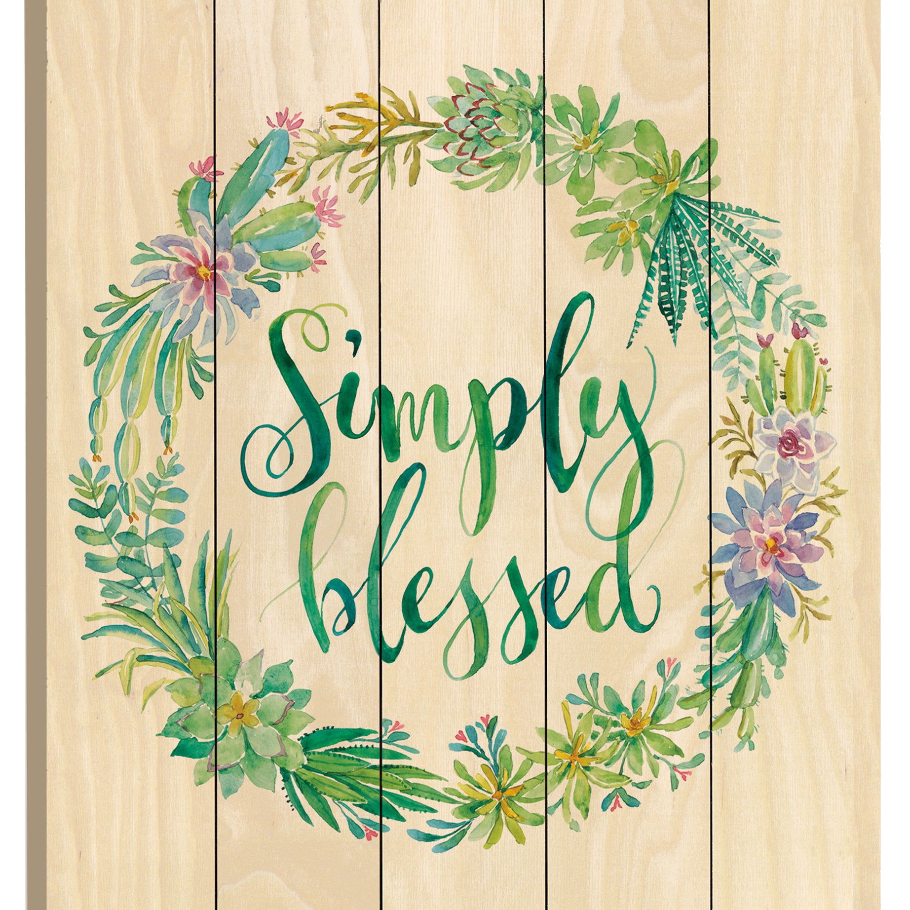 "Simply Blessed" By Artisan Cindy Jacobs, Printed on Wooden Picket Fence Wall Art--1