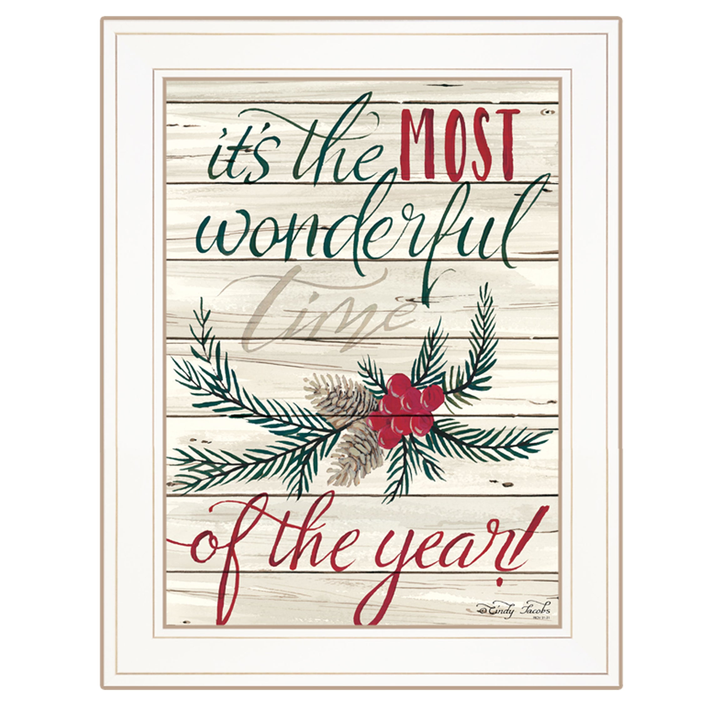 "The Most Wonderful Time" by Artisan Cindy Jacobs, Ready to Hang Framed Print, White Frame--1