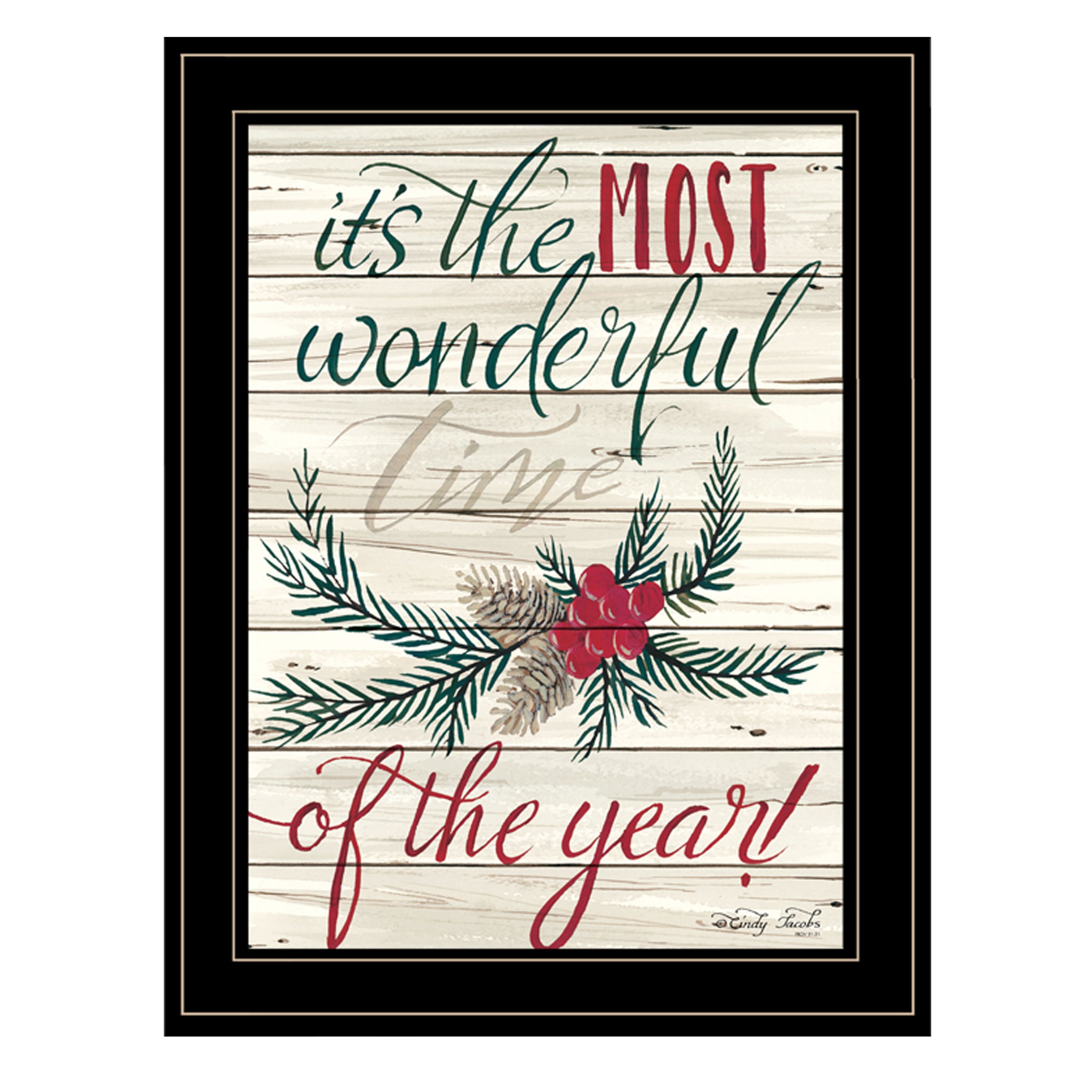 "The Most Wonderful Time" by Artisan Cindy Jacobs, Ready to Hang Framed Print, Black Frame--1