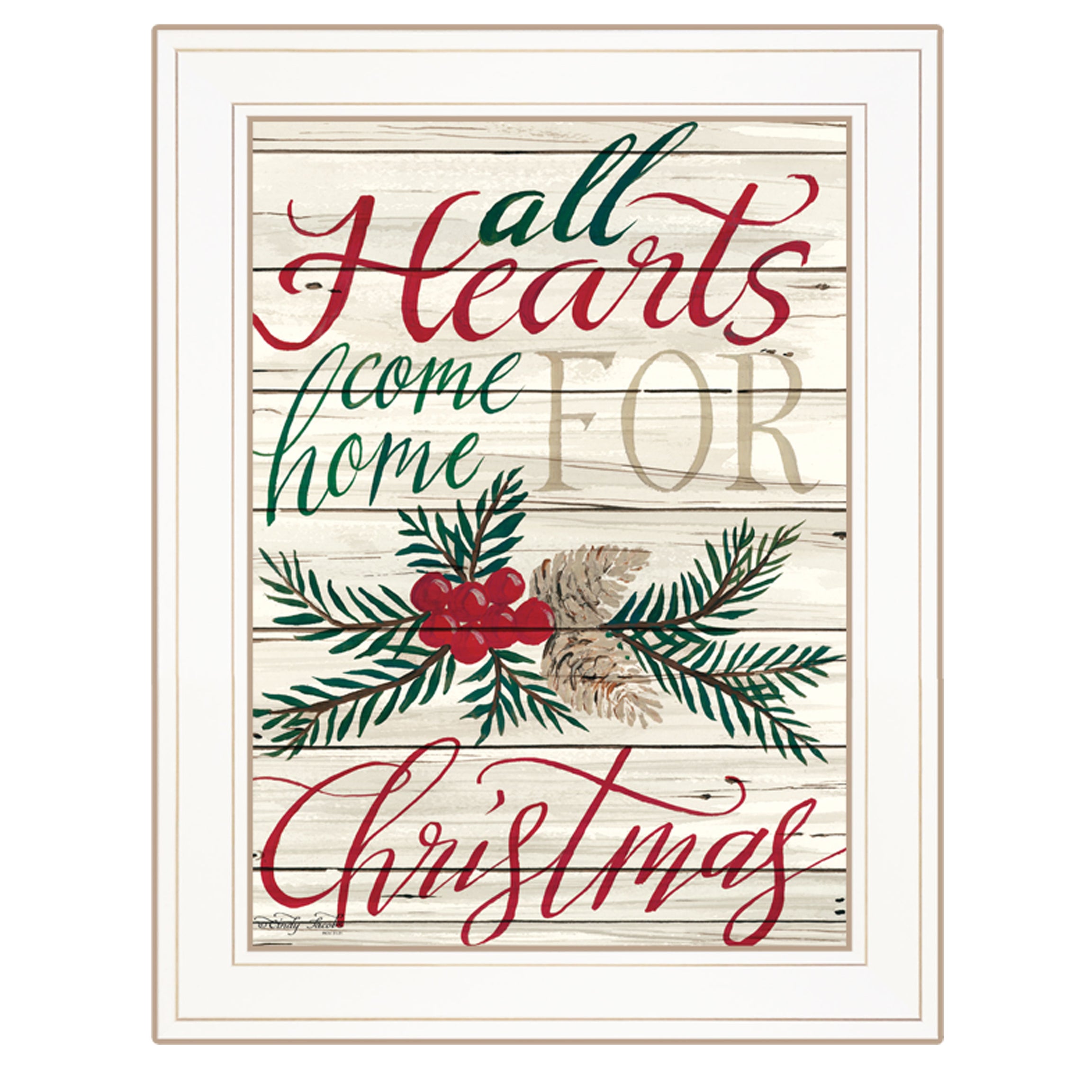 "Home For Christmas" by Artisan Cindy Jacobs, Ready to Hang Framed Print, White Frame--1