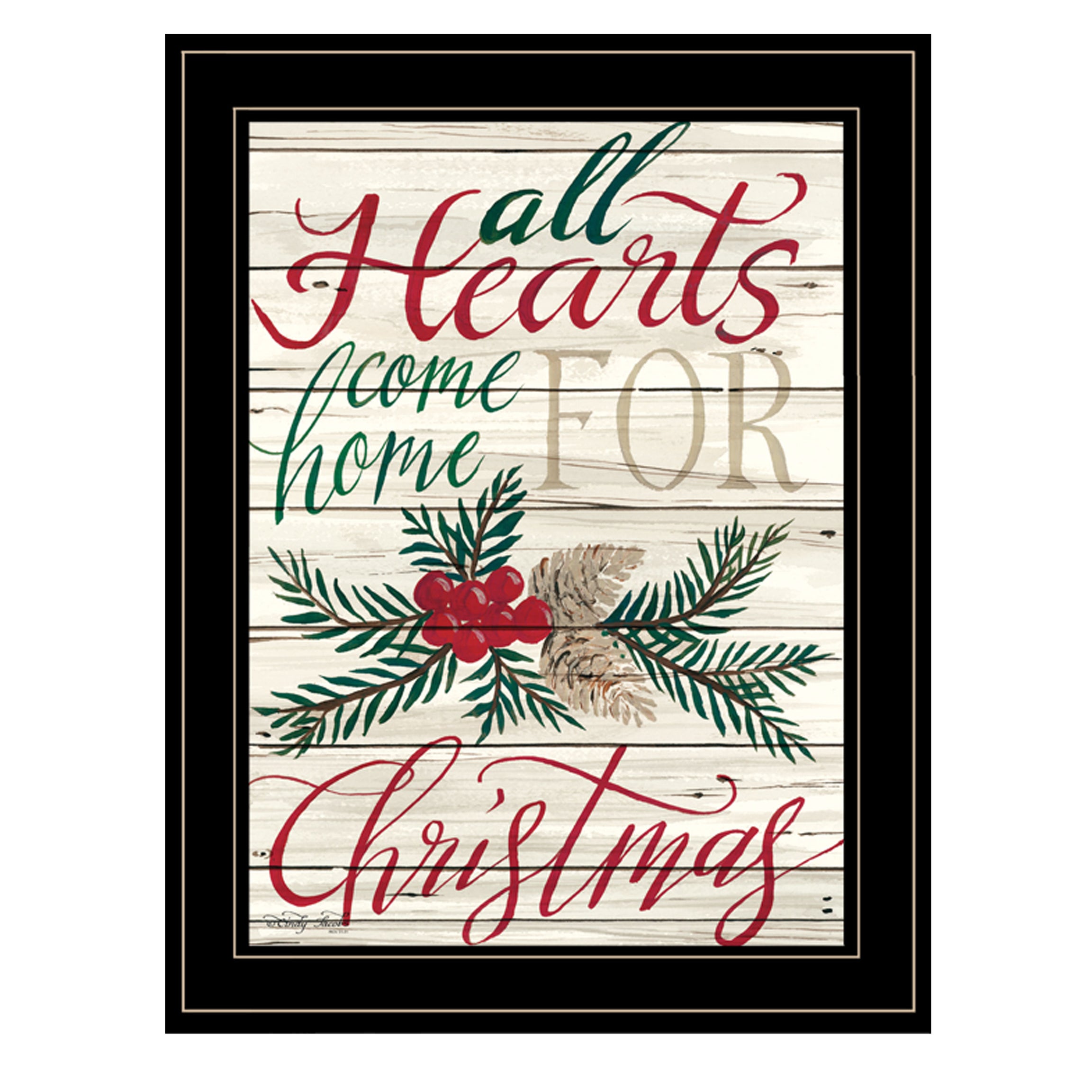 "Home For Christmas" by Artisan Cindy Jacobs, Ready to Hang Framed Print, Black Frame--1