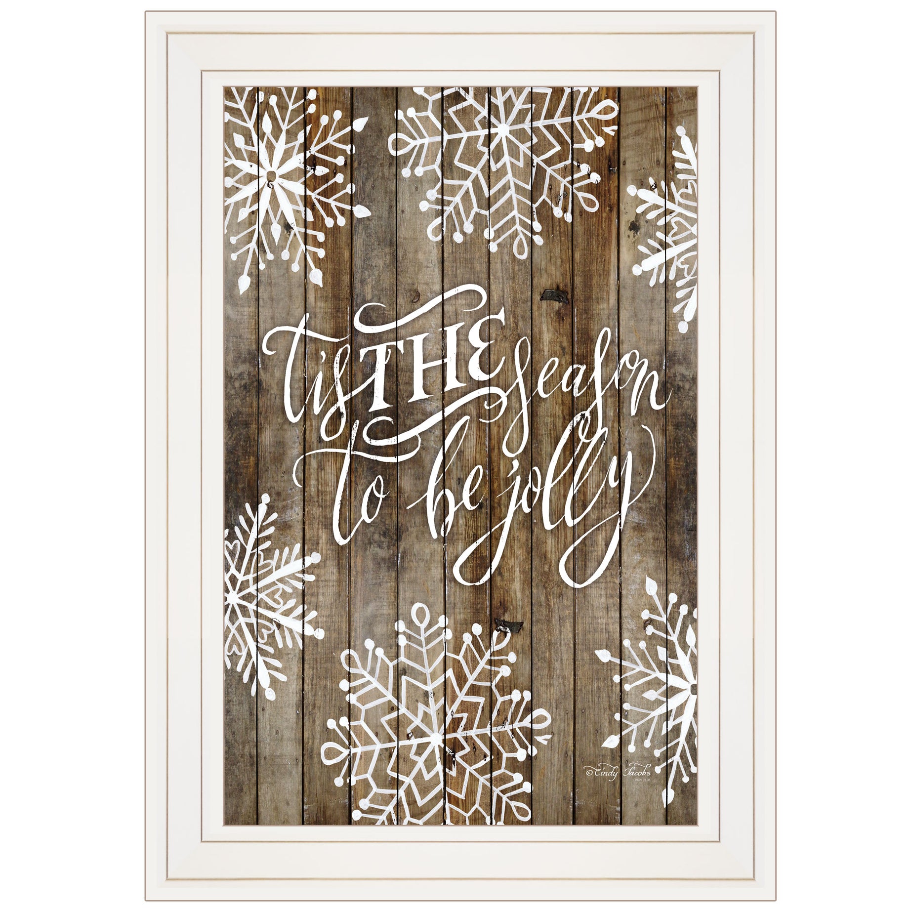 "Tis the season Snowflakes" by Cindy Jacobs, Ready to Hang Framed Print, White Frame--1