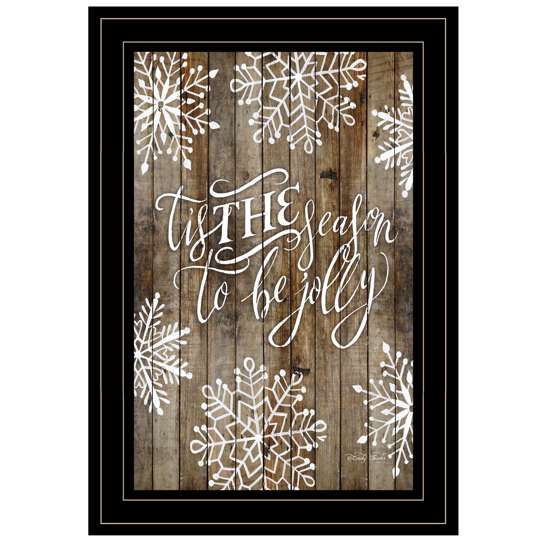 "Tis the season Snowflakes" by Cindy Jacobs, Ready to Hang Framed Print, Black Frame--1