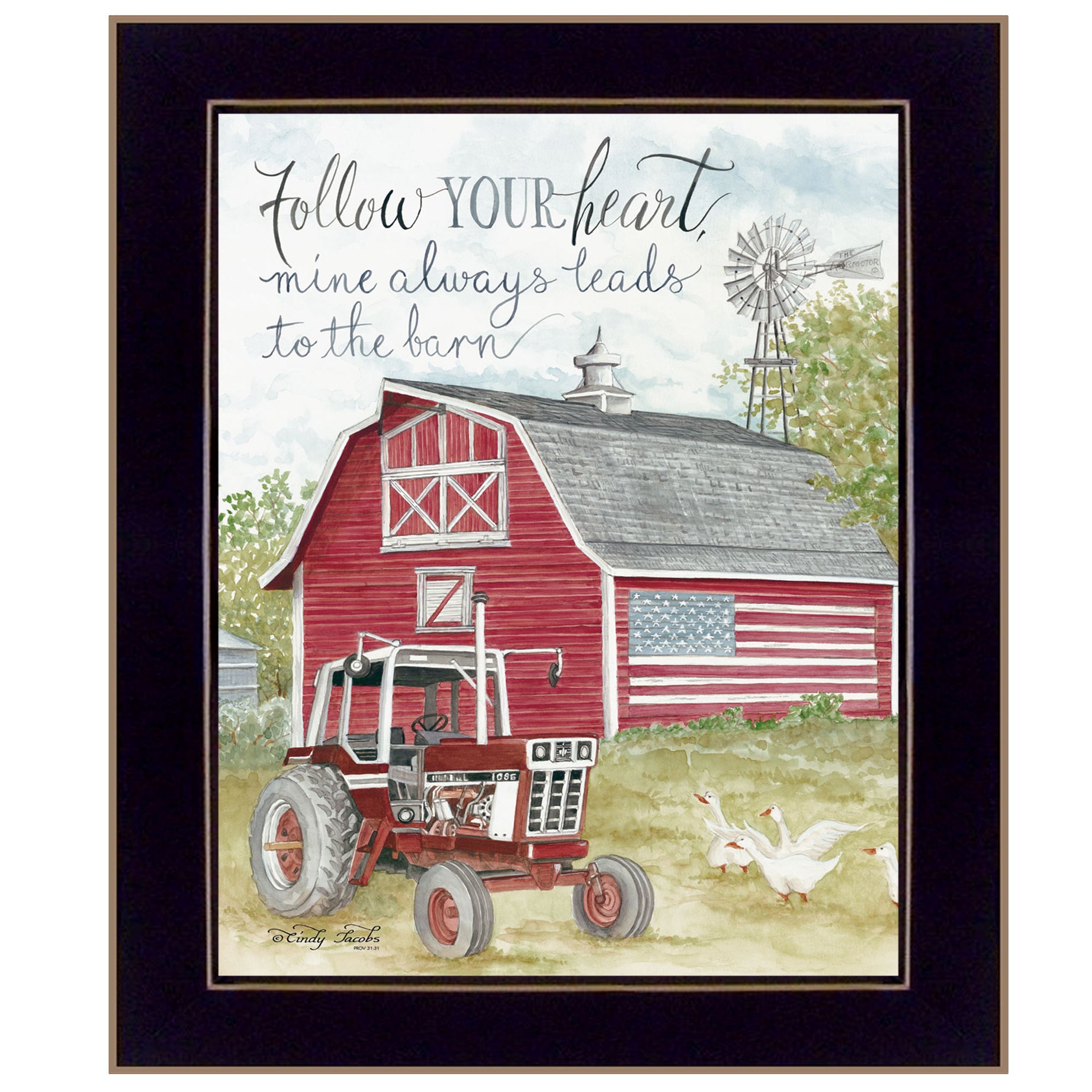 "Follow Your Heart" by Cindy Jacobs, Ready to Hang Framed Print, Black Frame--1