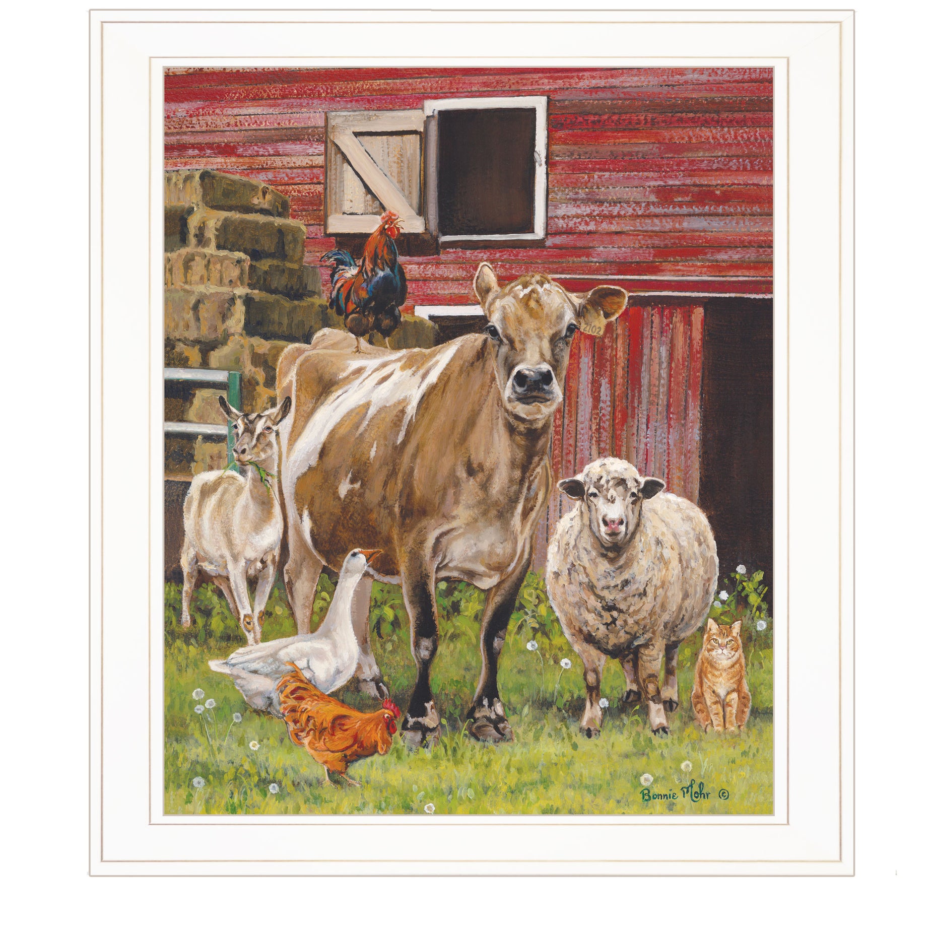 "Barnyardigans" by Bonnie Mohr, Ready to Hang Framed Print, White Frame--1