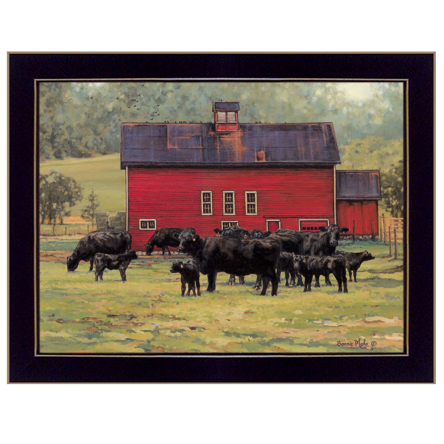 "By the Red Barn" by Bonnie Mohr, Ready to Hang Framed Print, Black Frame--1