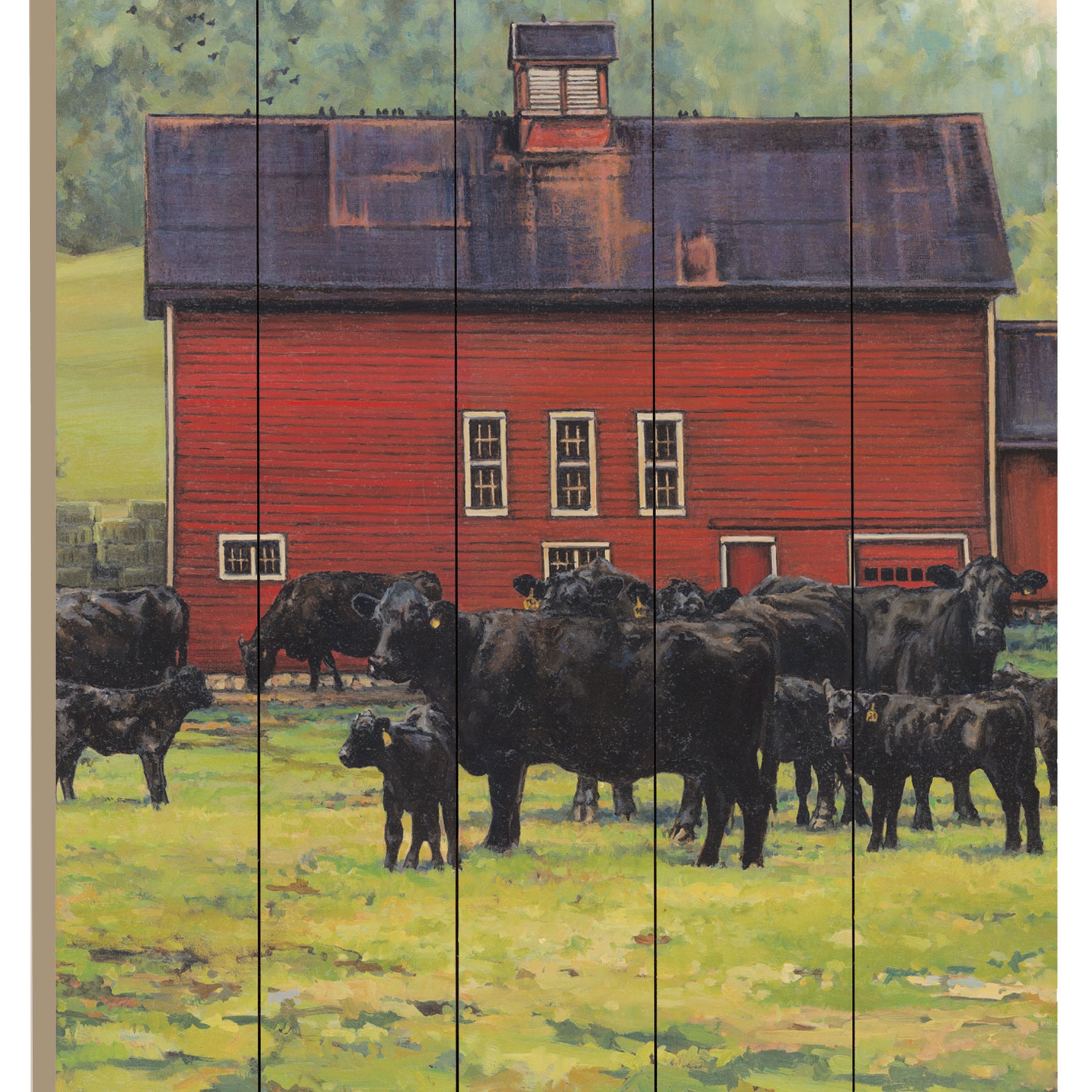 "By the Red Barn" By Artisan Bonnie Mohr, Printed on Wooden Picket Fence Wall Art--1