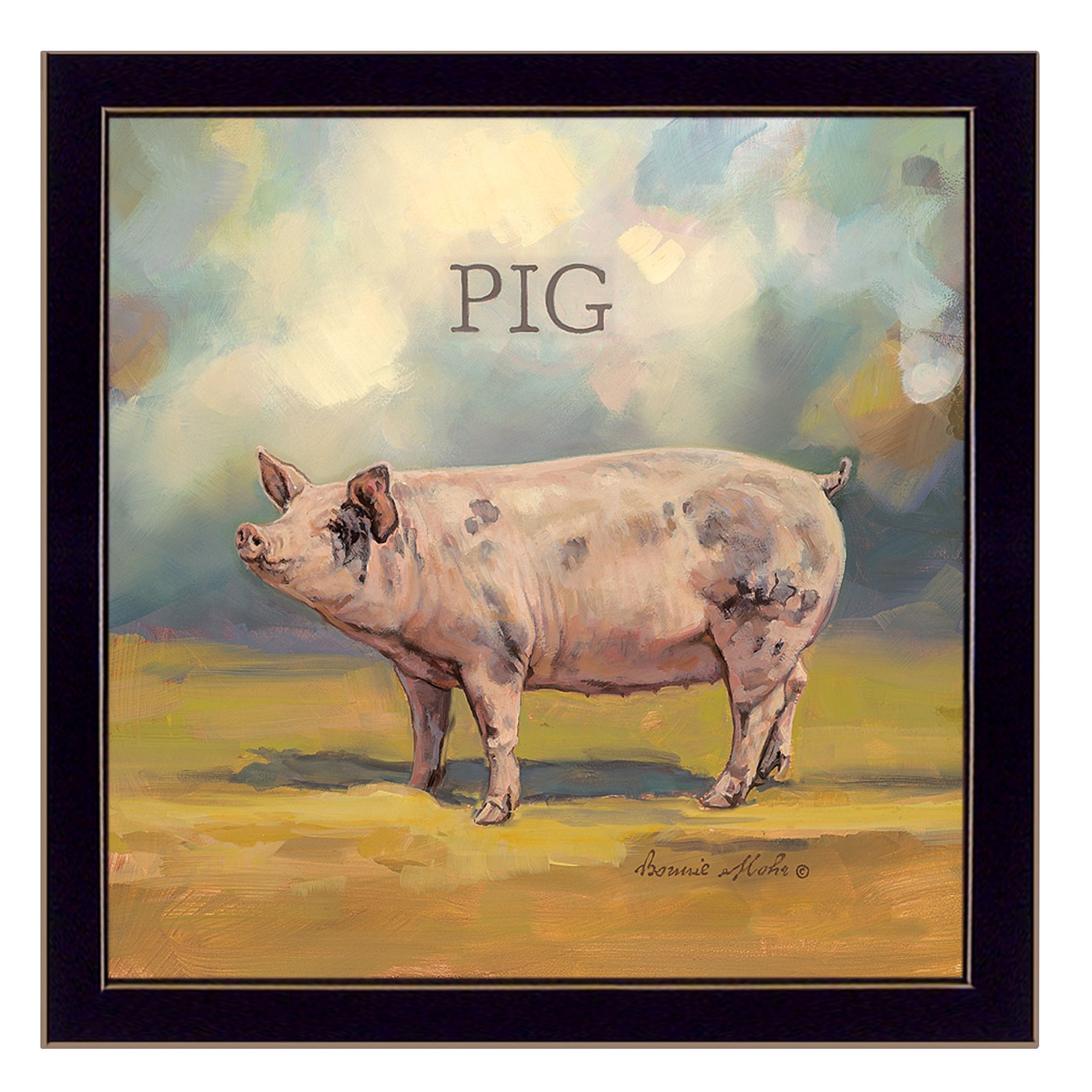 "Piper the Pig" by Bonnie Mohr, Ready to Hang Framed Print, Black Frame--1