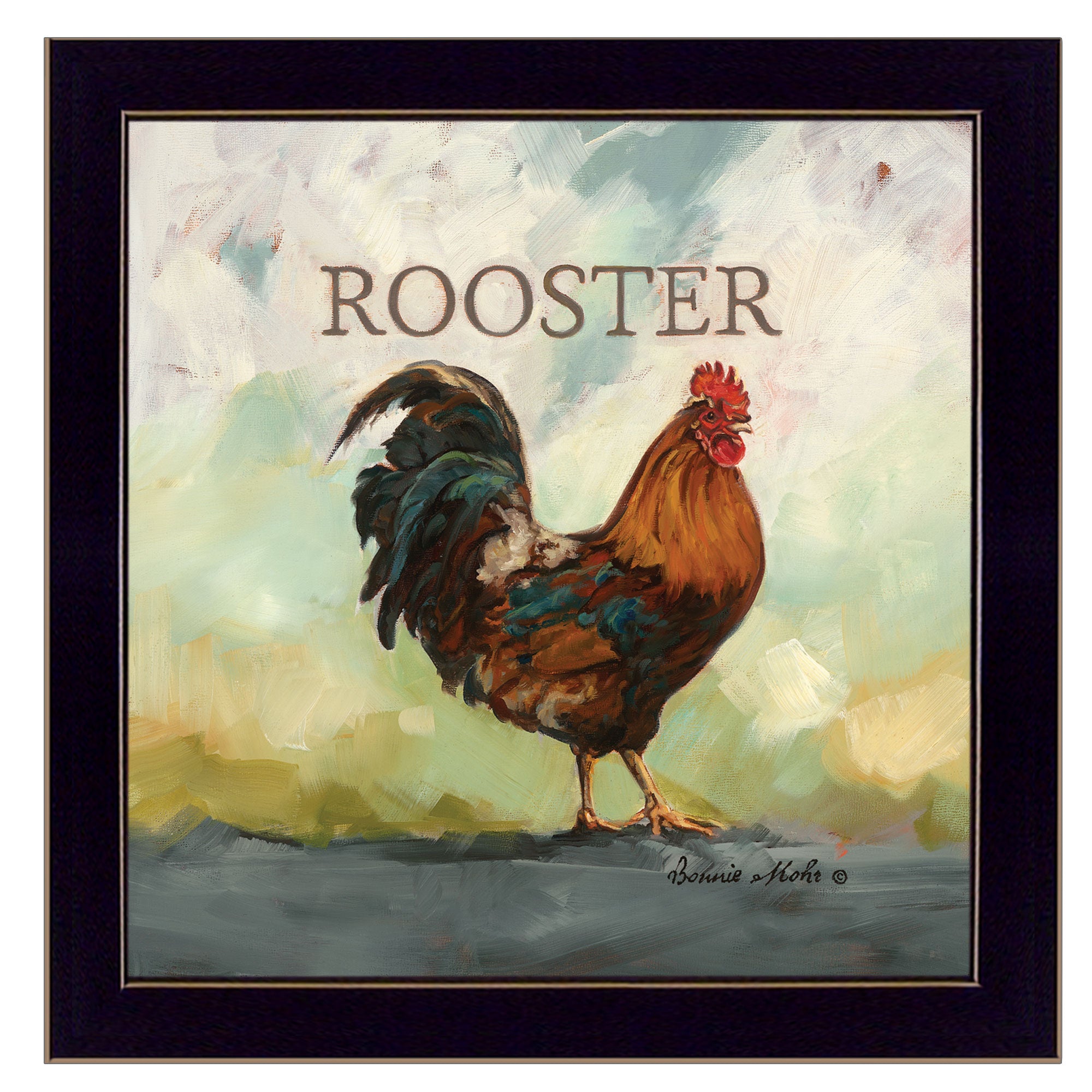 "Raleigh the Rooster" by Bonnie Mohr, Ready to Hang Framed Print, Black Frame--1