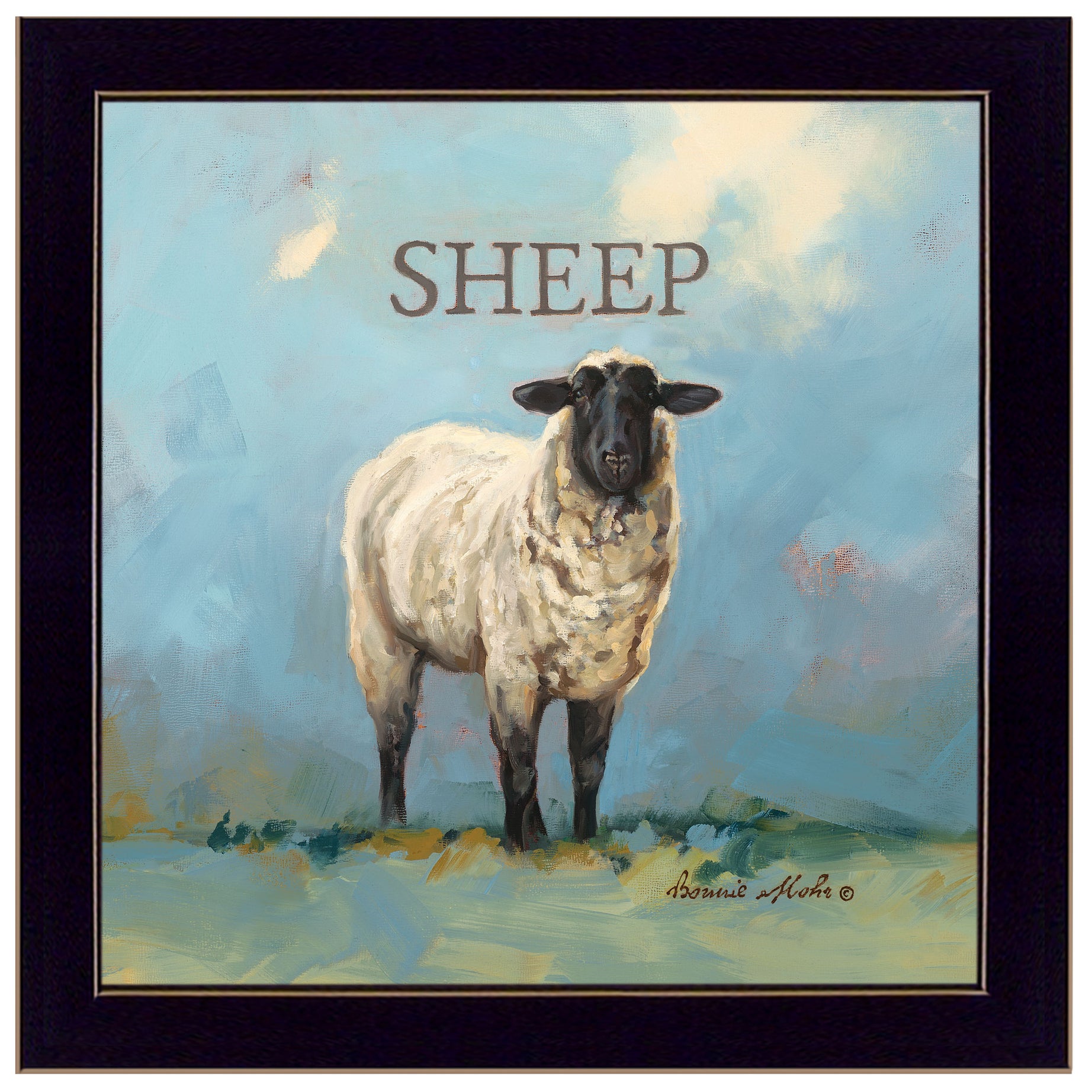 "Sherlock the Sheep" by Bonnie Mohr, Ready to Hang Framed Print, Black Frame--1