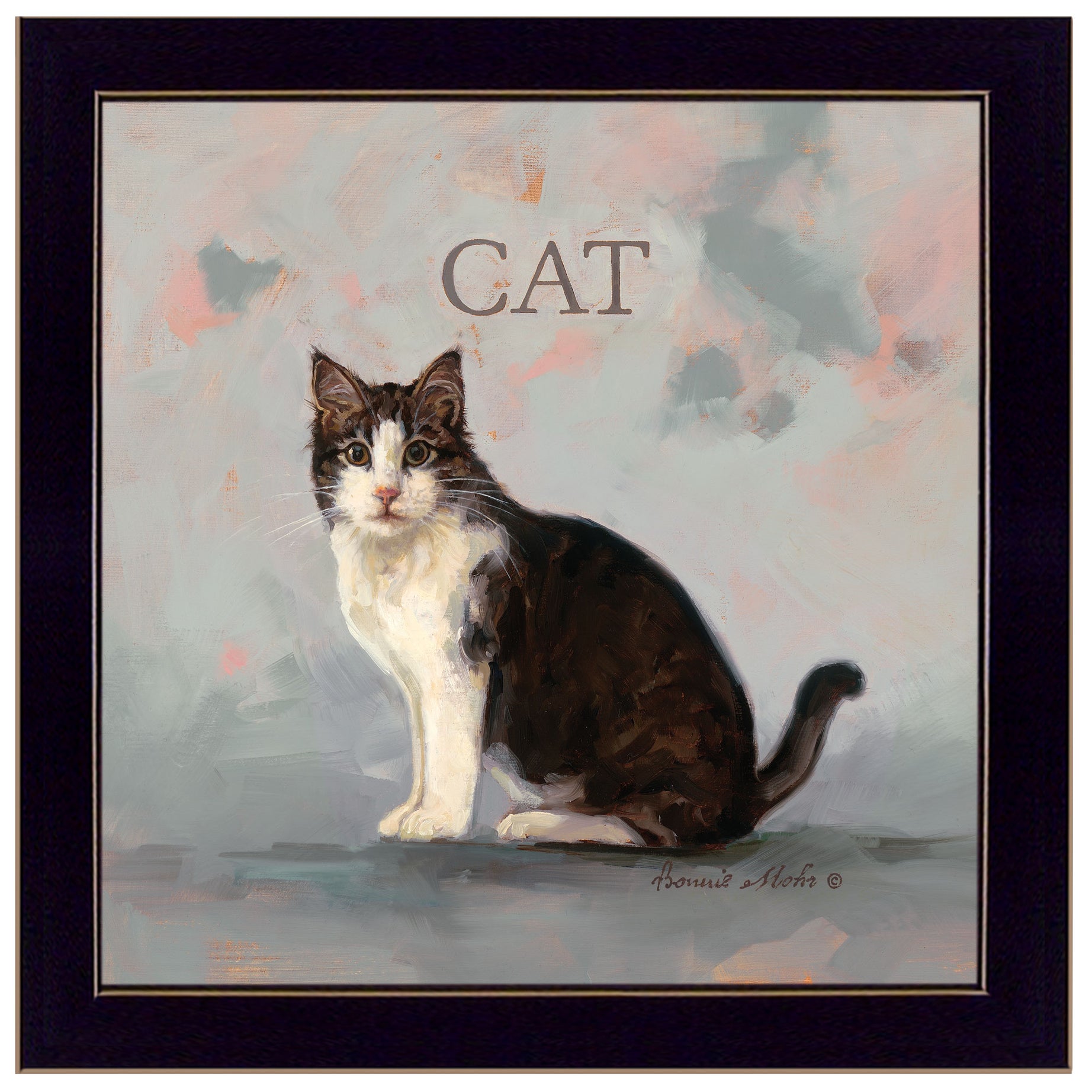 "Clive the Cat" by Bonnie Mohr, Ready to Hang Framed Print, Black Frame--1