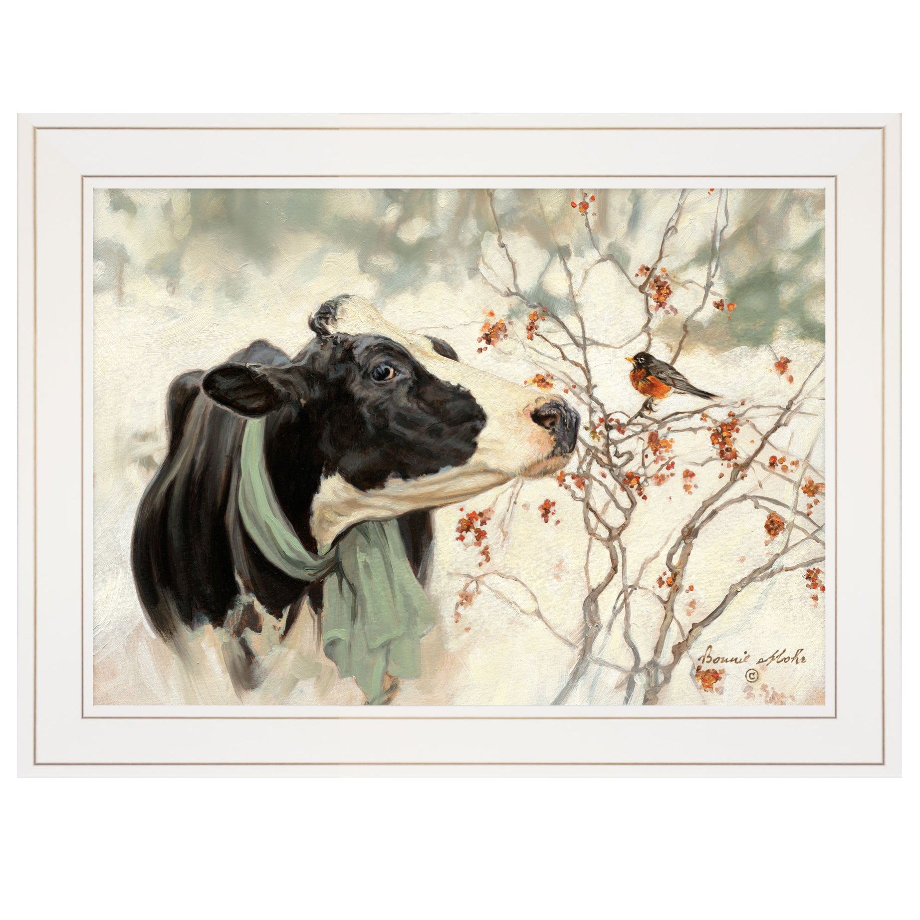 "The Winter Robin" by Bonnie Mohr, Ready to Hang Framed Print, White Frame--1