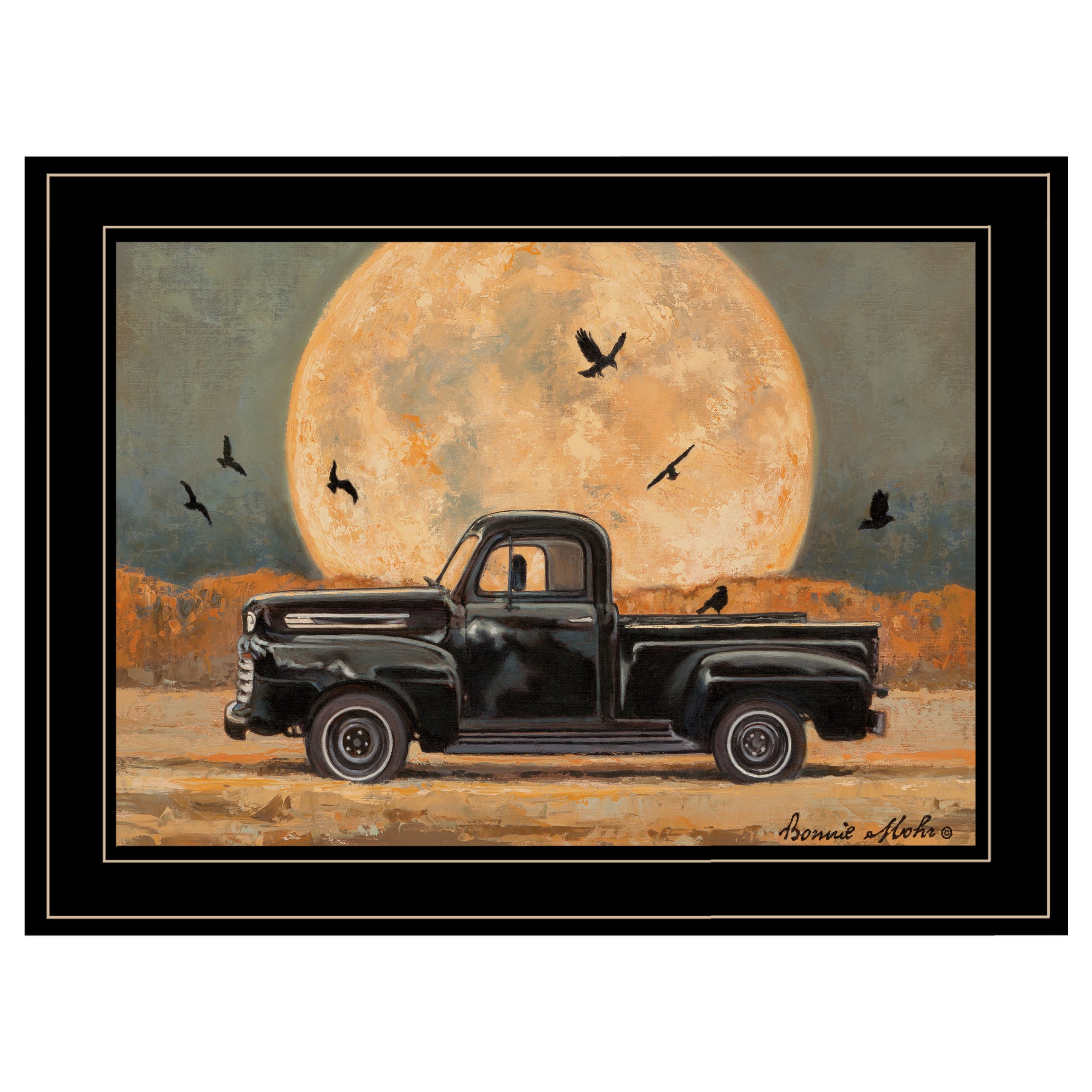 "Harvest Moon" By Bonnie Mohr, Ready to Hang Framed Print, Black Frame--1