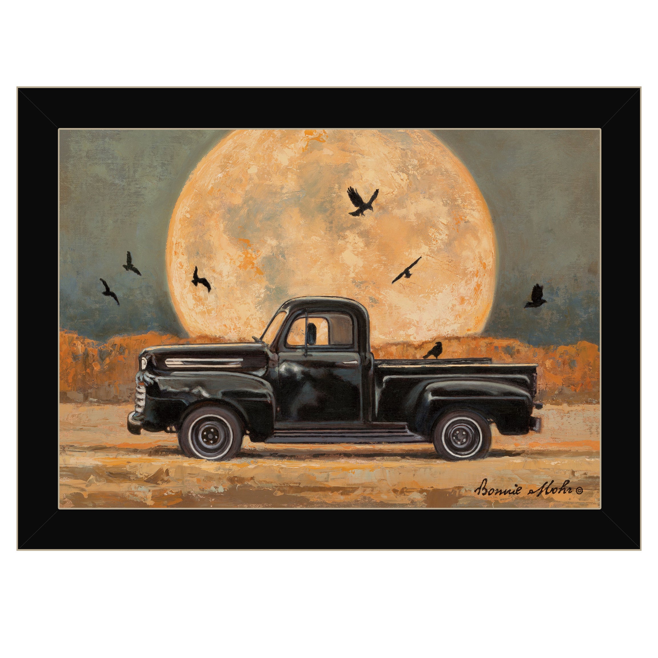 "Harvest Moon" By Bonnie Mohr, Ready to Hang Framed Print, Black Frame--1