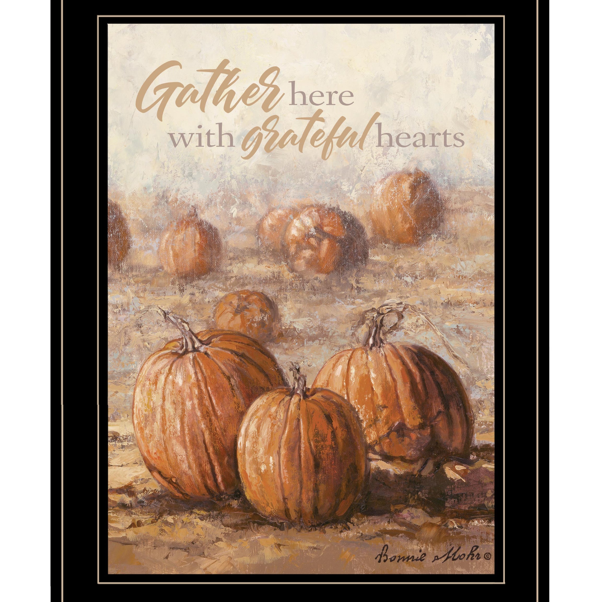 "Gather Here with Grateful Hearts" By Bonnie Mohr, Ready to Hang Framed Print, Black Frame--1