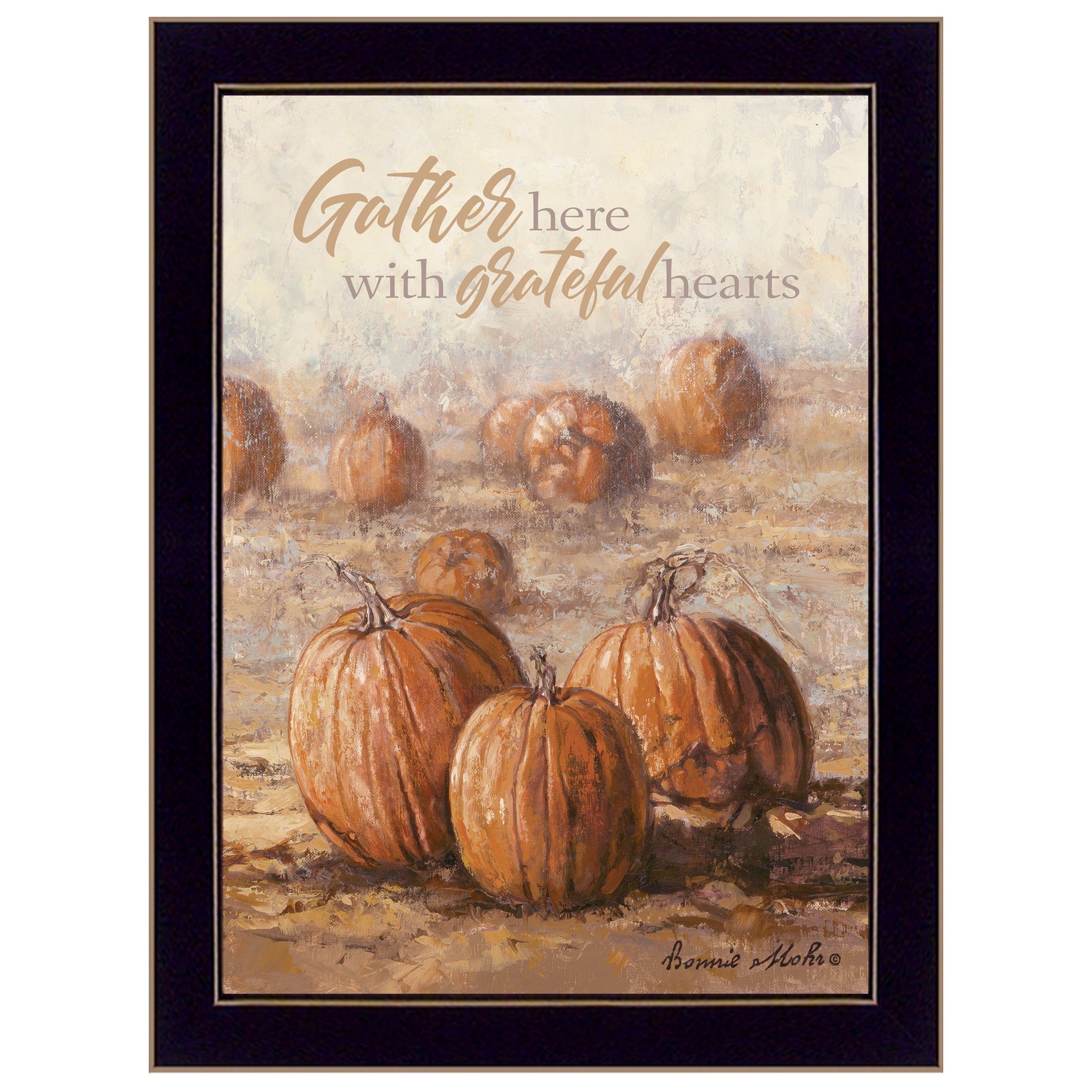 "Gather Here with Grateful Hearts" By Bonnie Mohr, Ready to Hang Framed Print, Black Frame--1