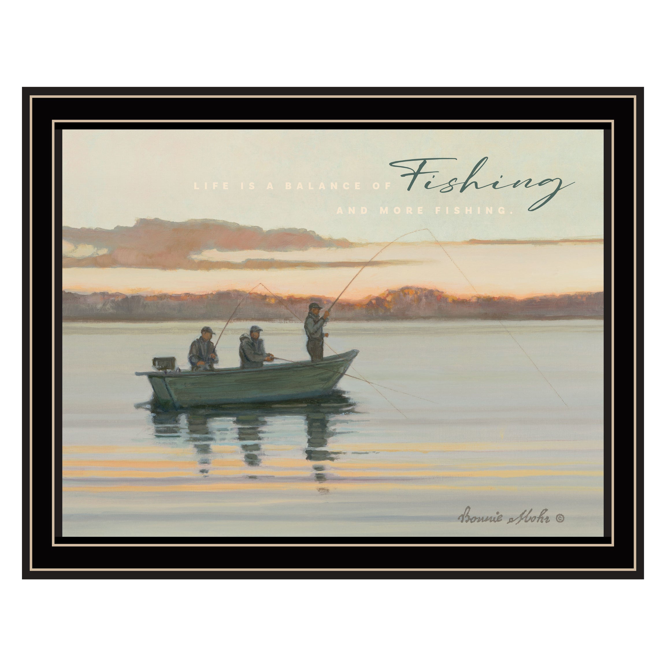 "Fishing" by Bonnie Mohr, Ready to Hang Framed Print, Black Frame--1